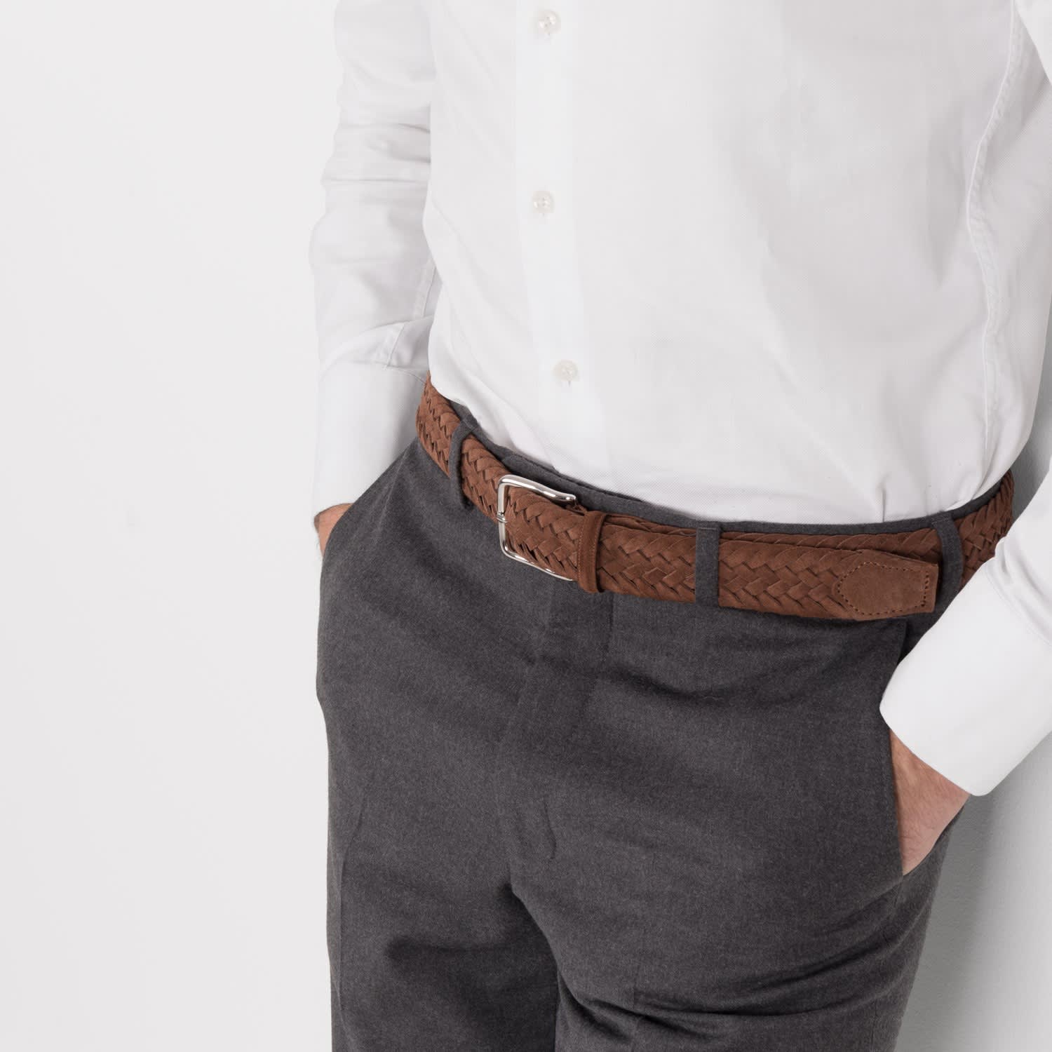 Dark Brown - Suede Braided Belt | SPIER & MACKAY