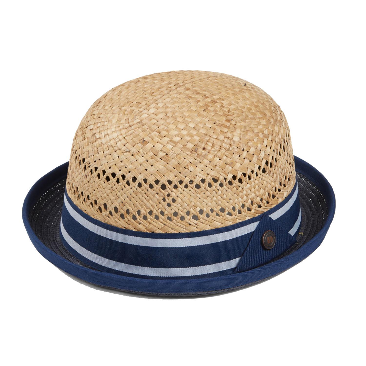 Dasmarca Hats Men's Blue / Neutrals Dasmarca Leon Blue Natural Straw Bowler Summer Hat