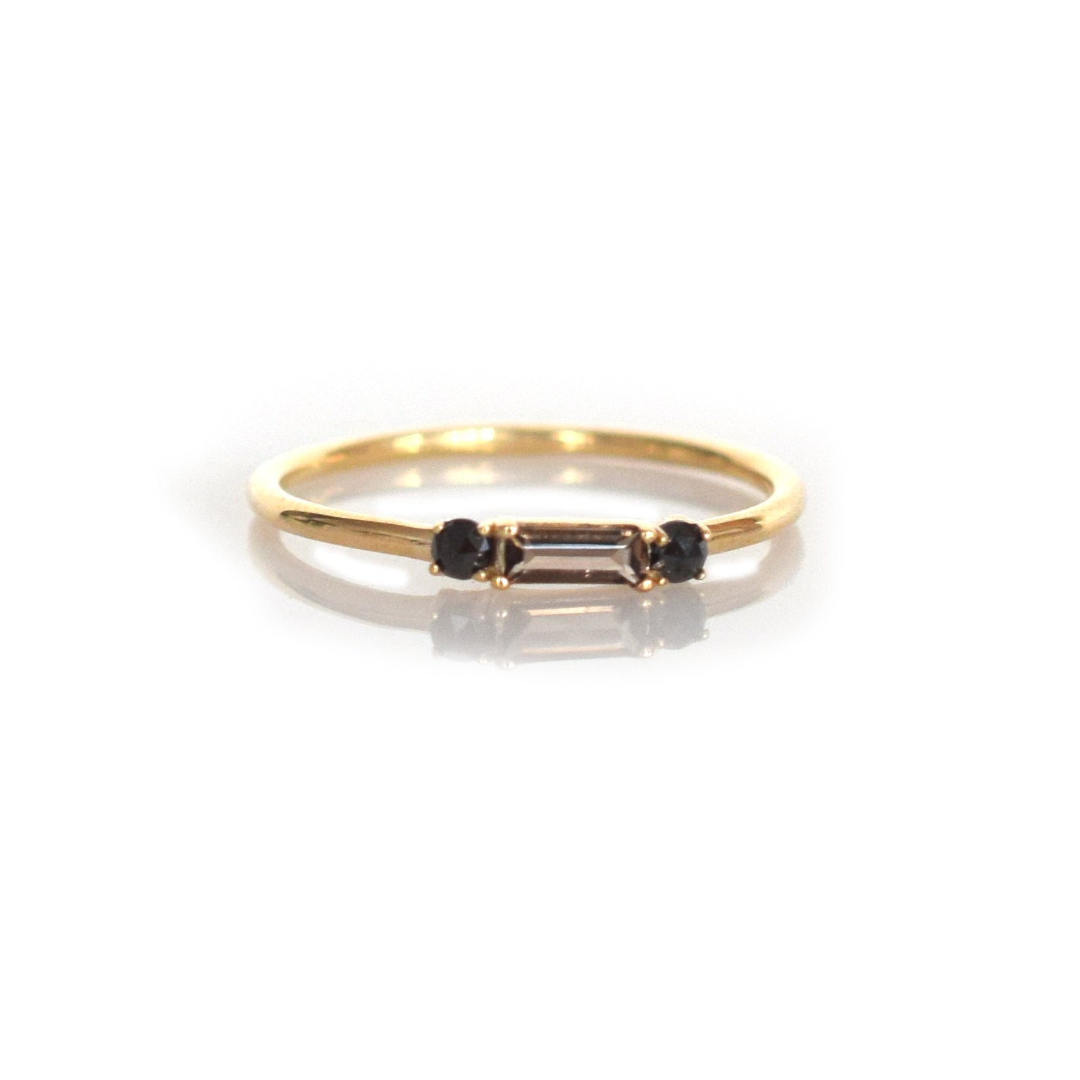 Women’s Solid Gold Smoky Quartz & Black Diamond Baguette Crush Ring La Kaiser