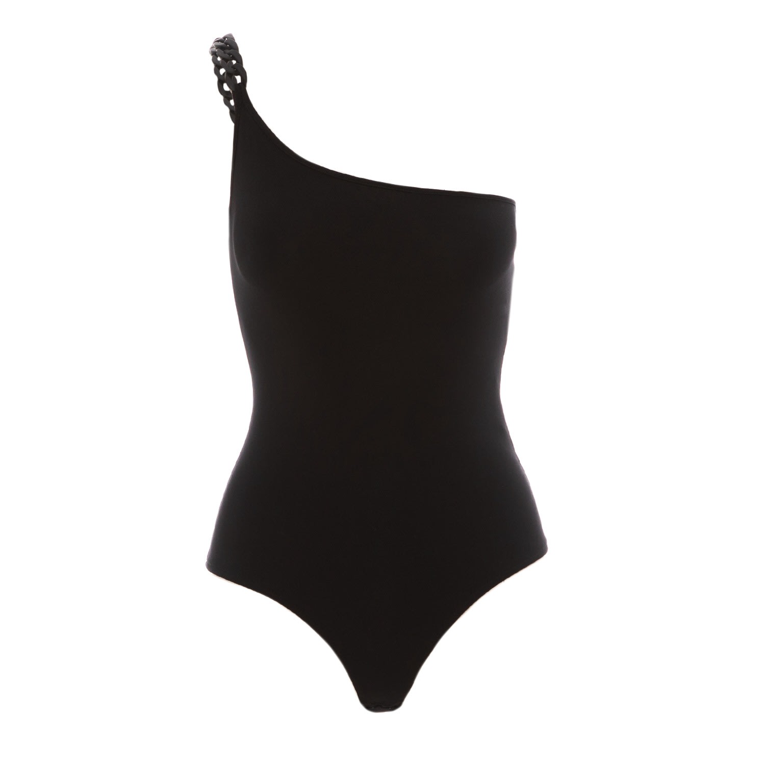 Nissa Women's One-shoulder Black Bodysuit In Black