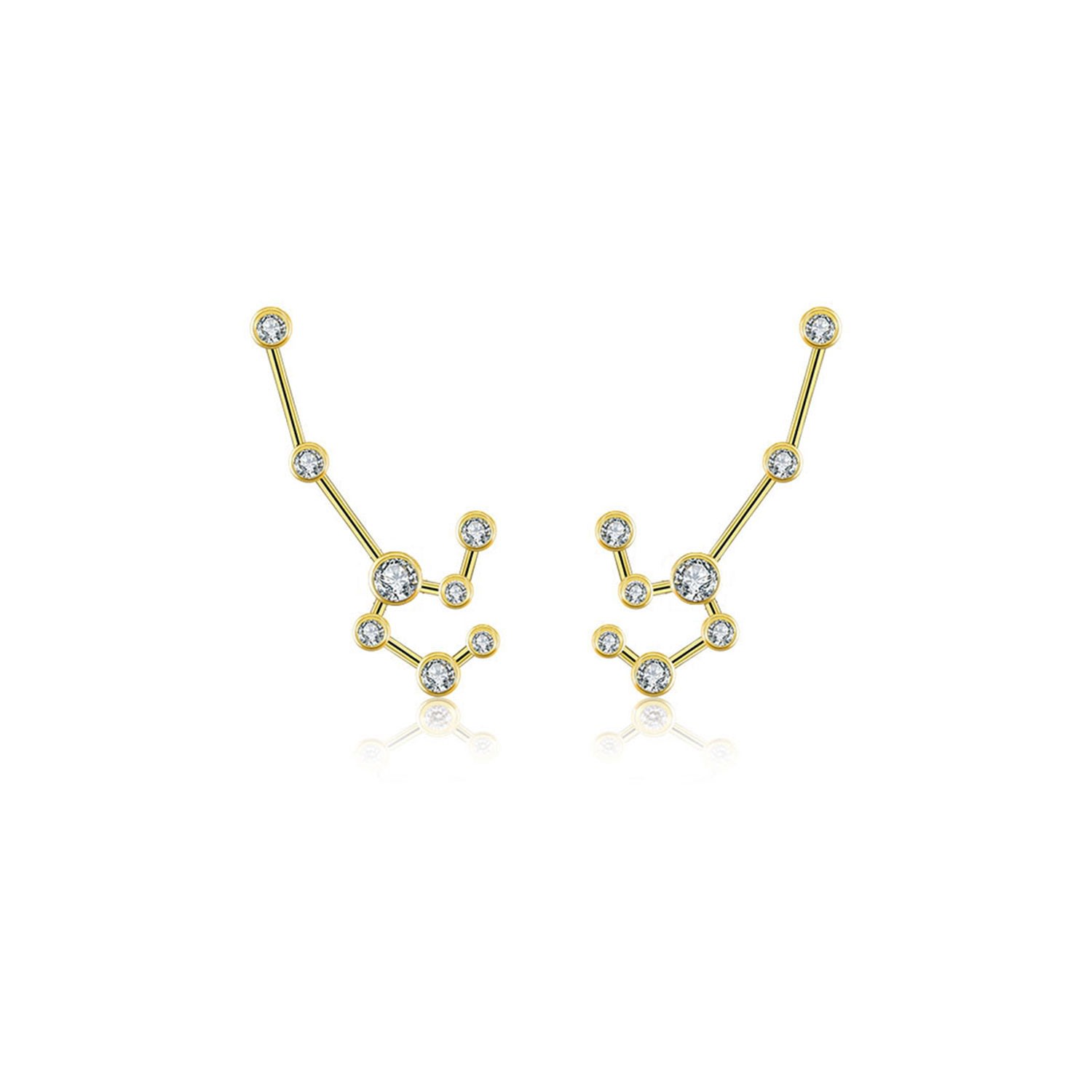 Women’s Leo Zodiac Constellation Earring 18K Yellow Gold & Diamond Genevieve Collection