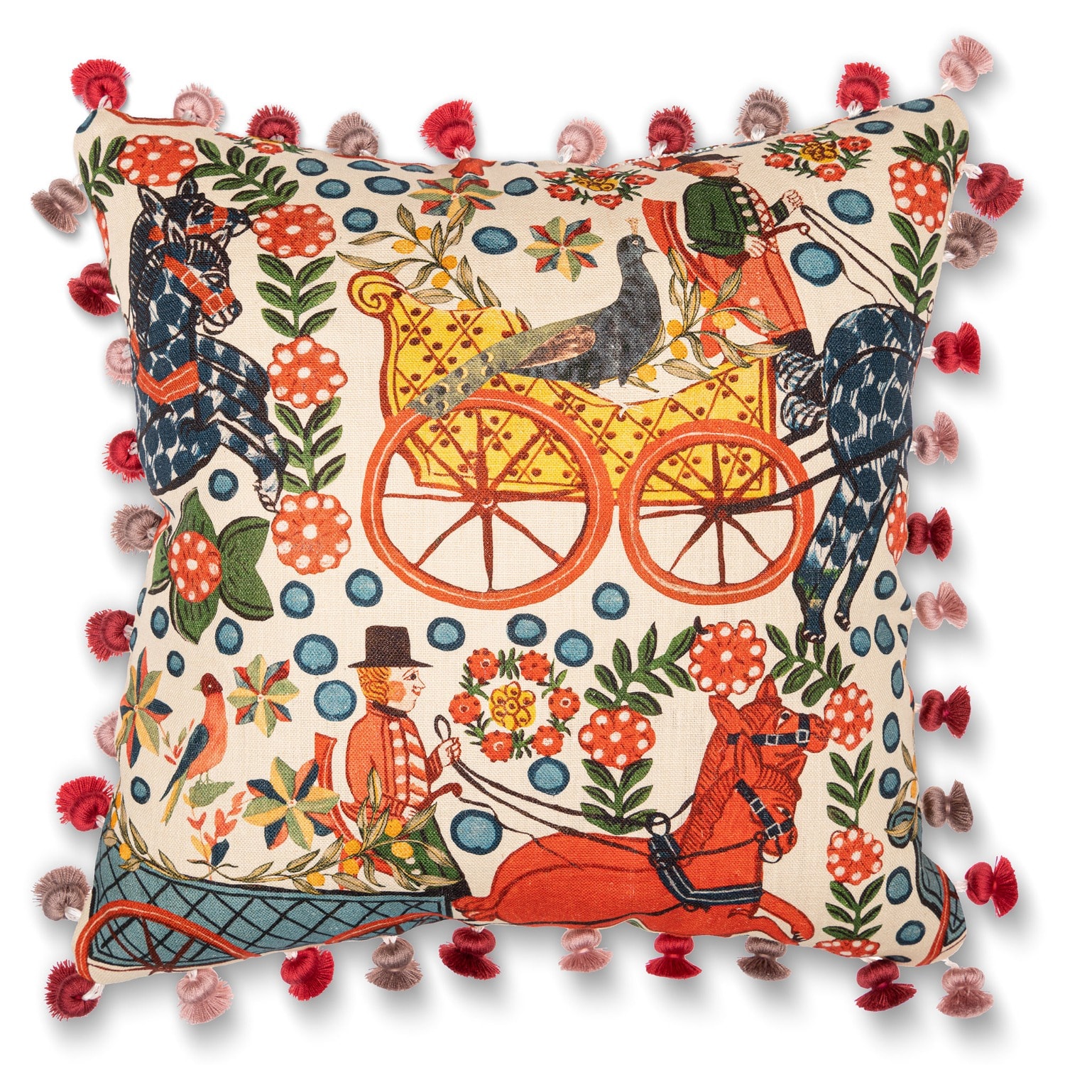 Red / Blue / Yellow Fasnacht Linen Square Cushion By Mindthegap