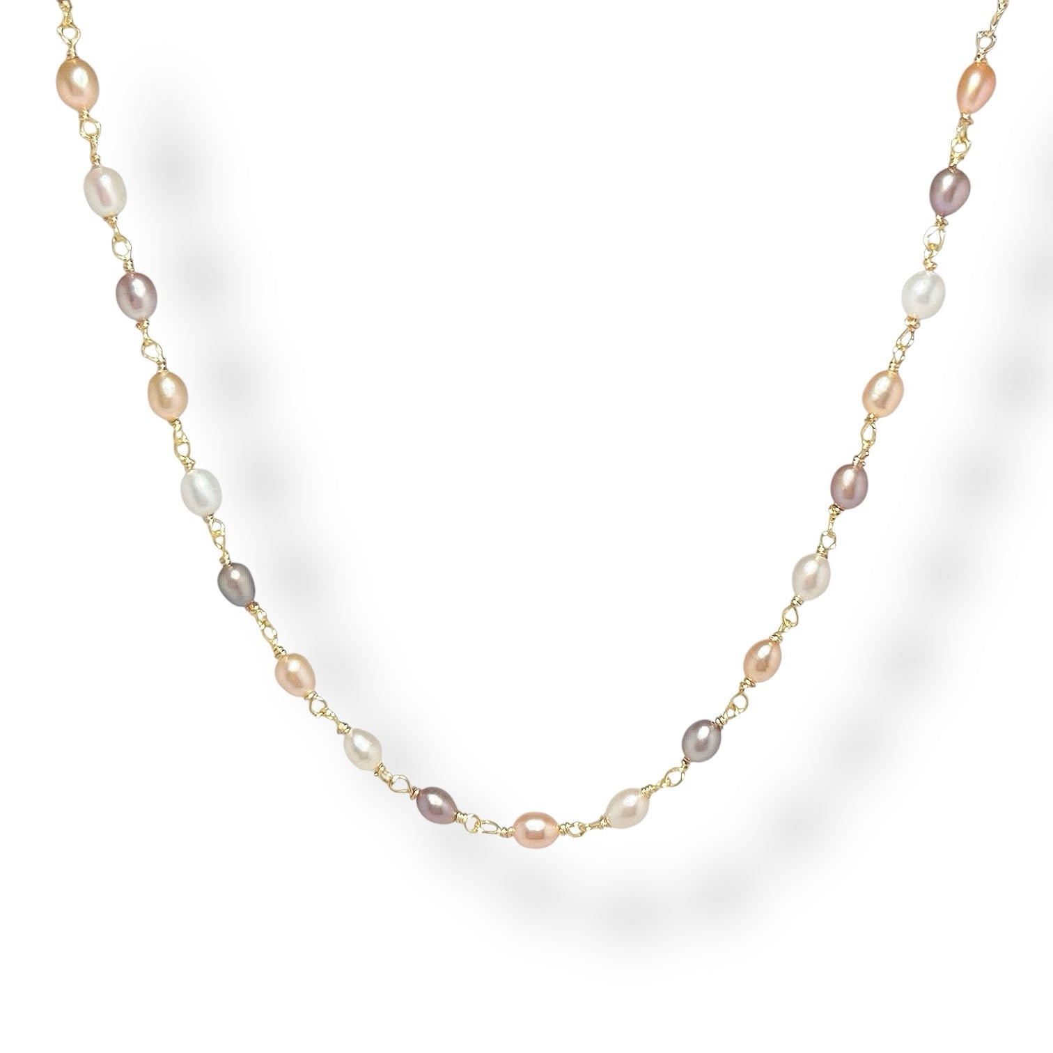 Ninemoo Women's Gold Seed Pearl Necklace