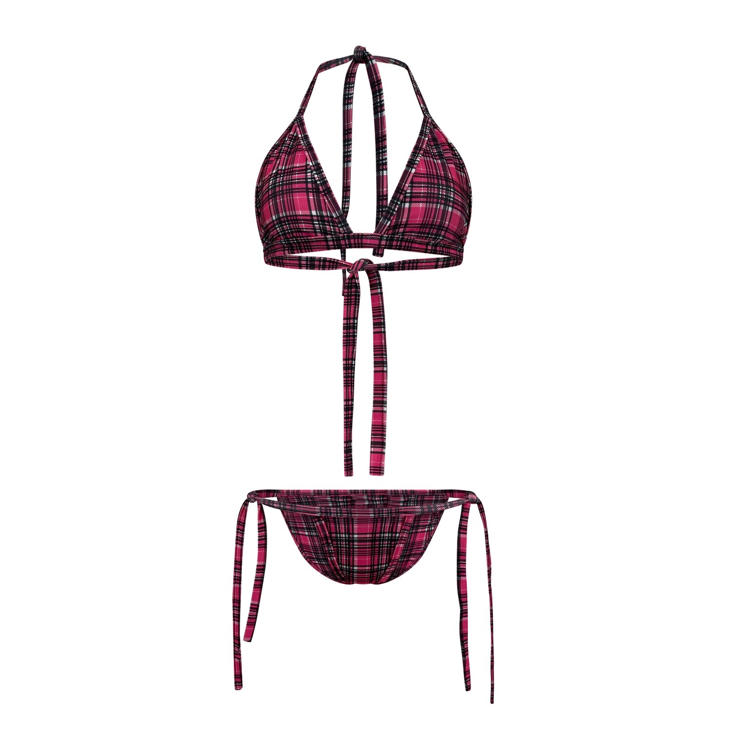 Maui X Lolita Women's Red Kelly Reversible Plaid Triangle Bikini In Red