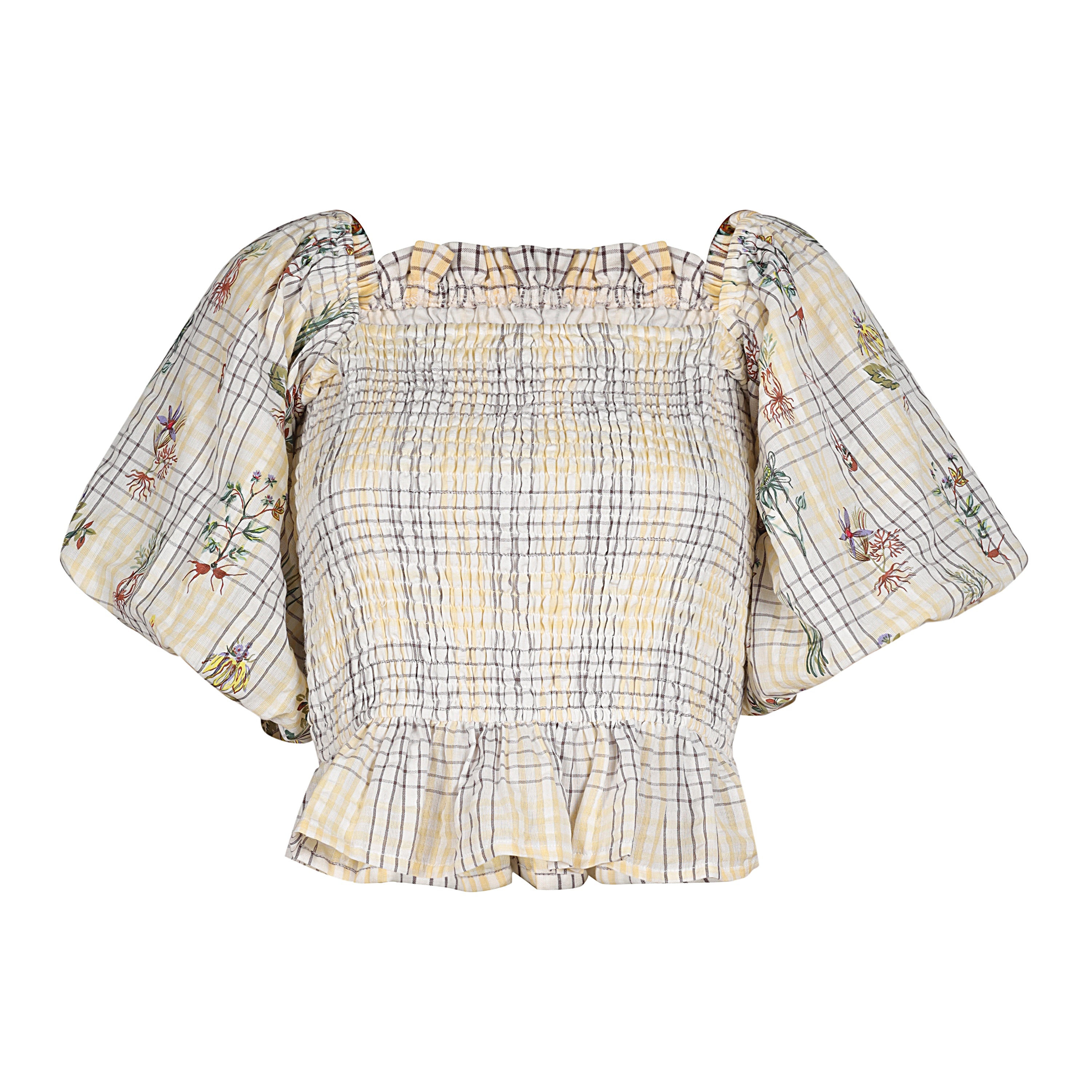 Em & Shi Women's Yellow / Orange Healing Herbs Smocking Top In Yellow/orange