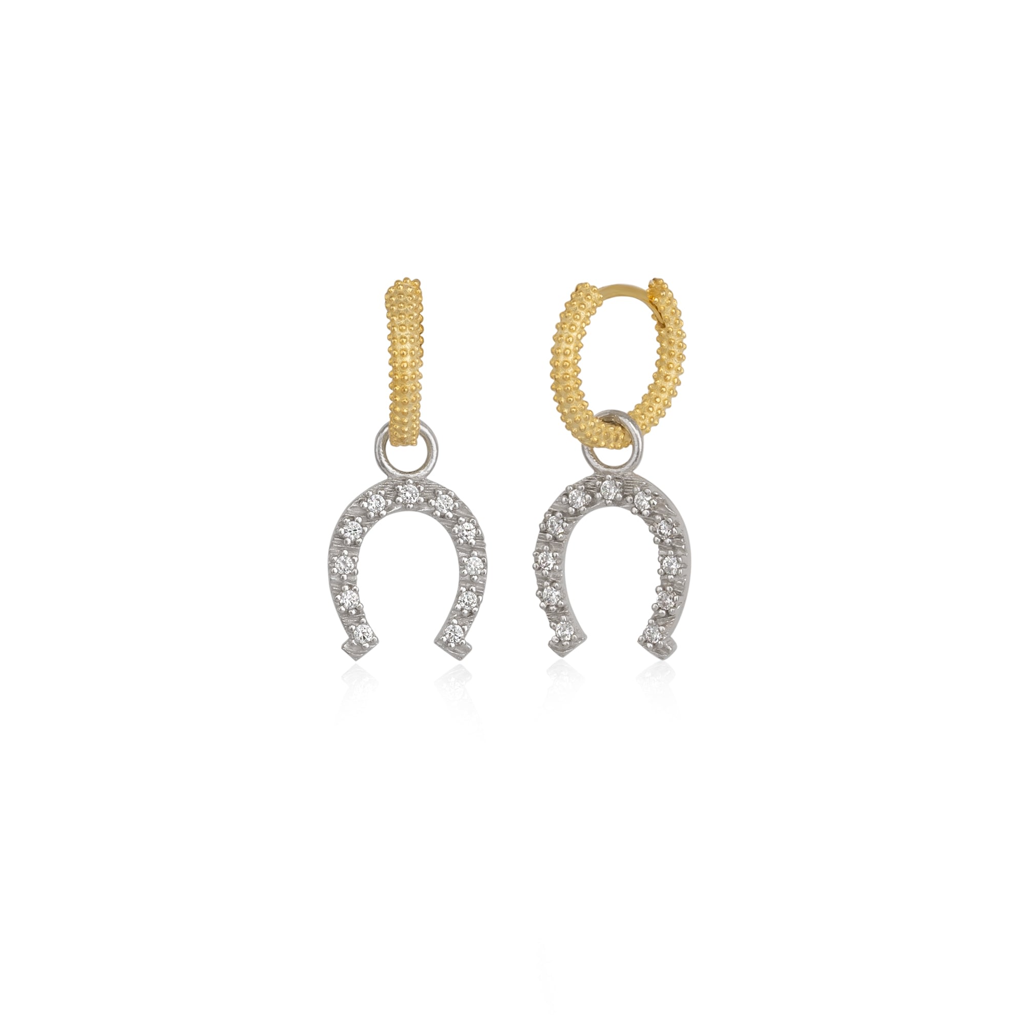 Women’s Silver / Gold Gold Vermeil Hoop Sterling Silver Horseshoe Equestrian Earring - Silver Spero London