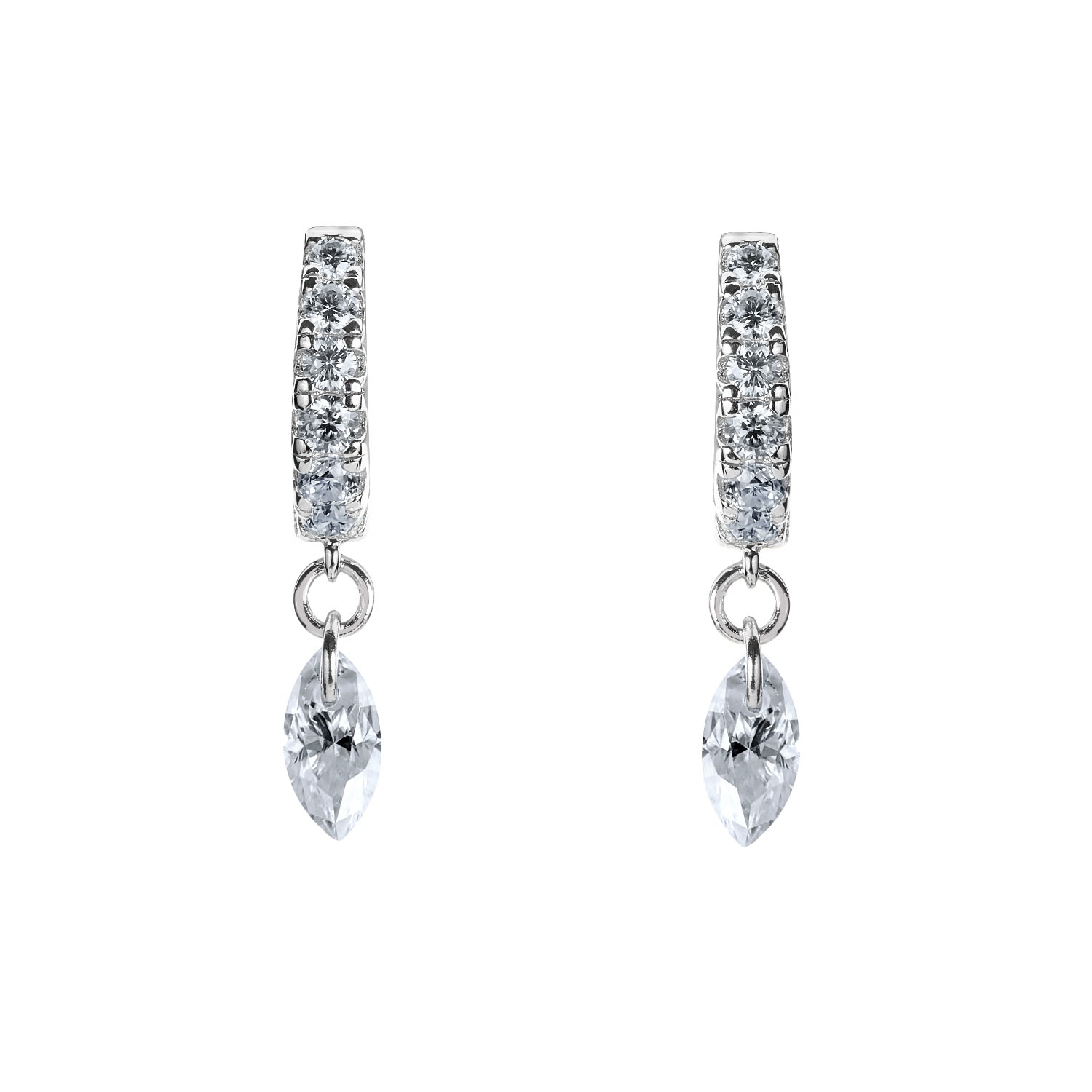 Bloomtine | Earth Angel Hq Women's Silver / White Illuminess™ Sterling Silver Floating Moissanite Huggies