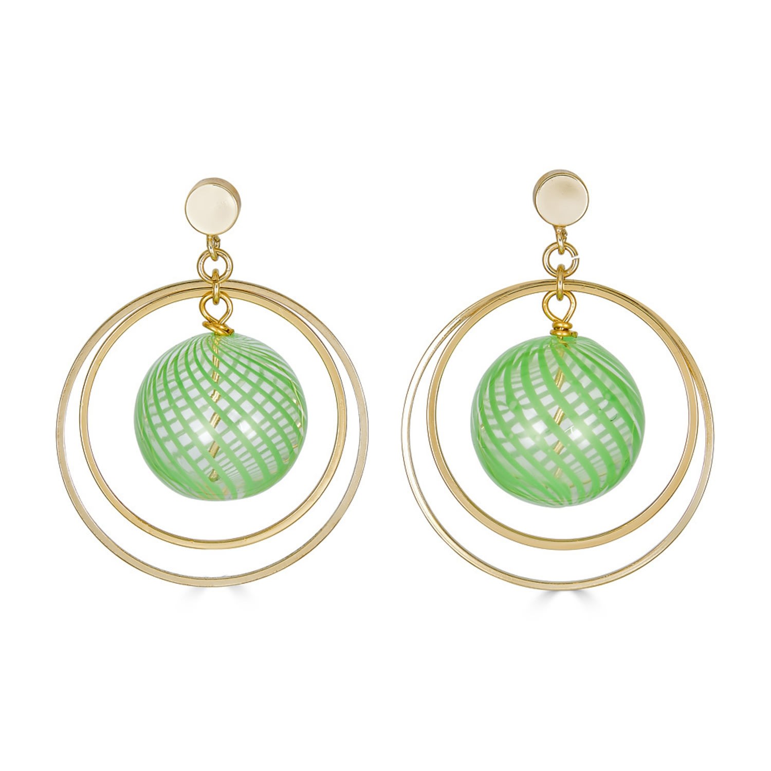 Women’s Green Globe Hand Blown Glass Earrings Rodela