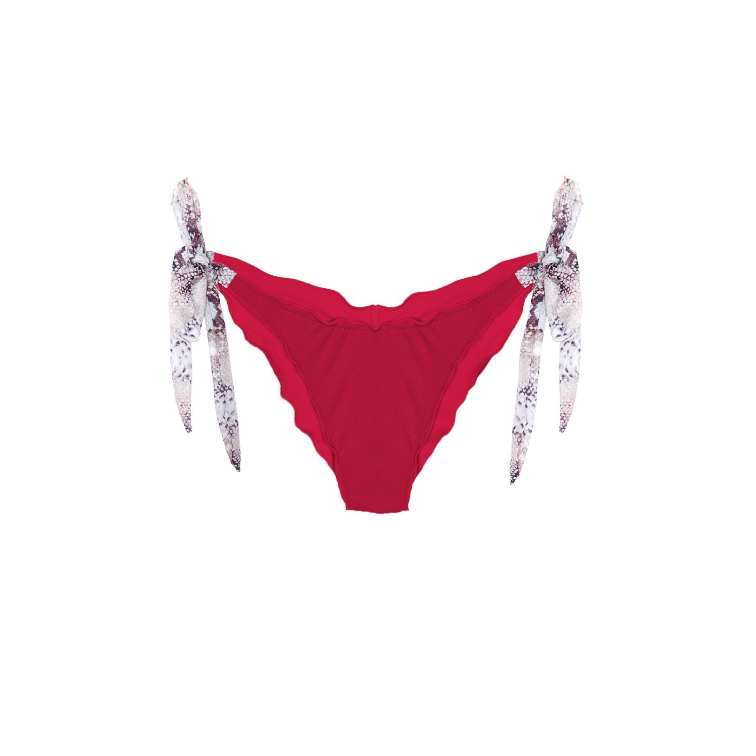 Deessa Ibiza Women's Red Brazilian-style Bikini Bottom With Animal Print Straps In Red