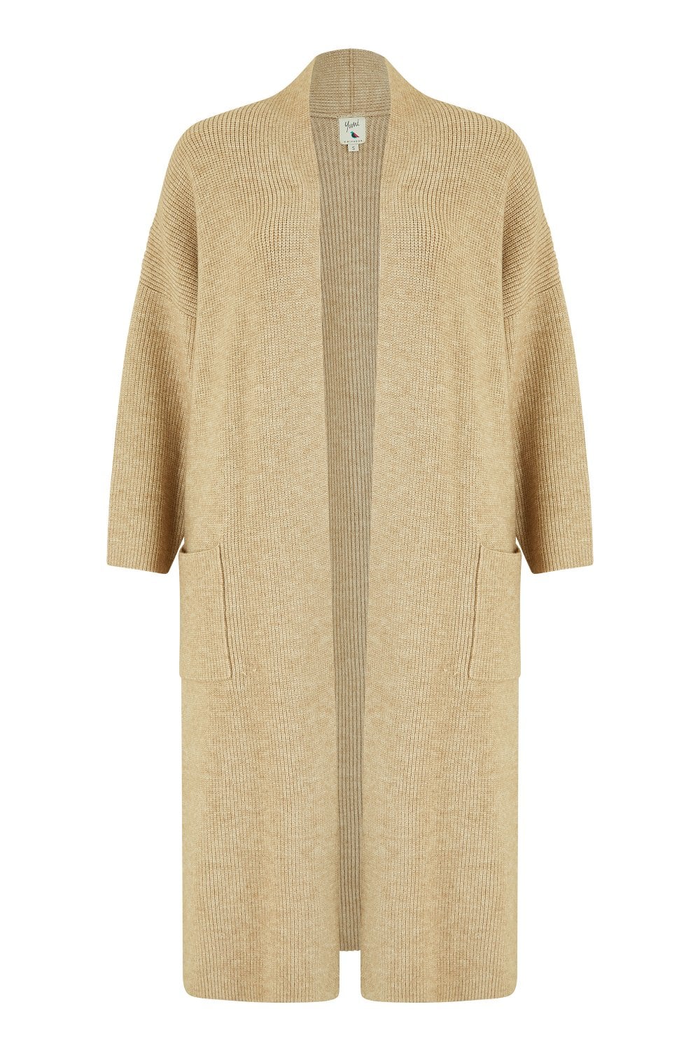 Yumi Women's Neutrals  Knitted Maxi Cardigan With Pockets In Oatmeal