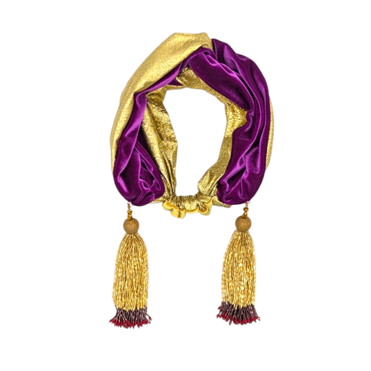 Julia Clancey Women's Purple Snazzy Gold Plum Luxe Turban Twist