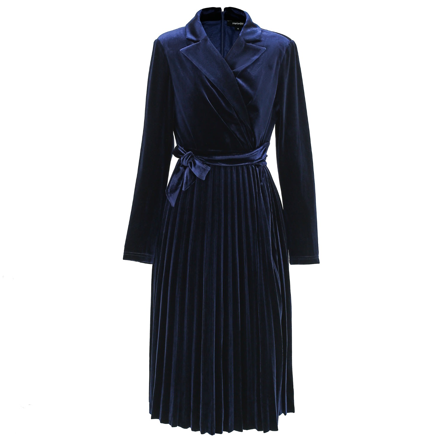 Women’s Blue Velvet Wrap Dress - Navy Large Smart and Joy