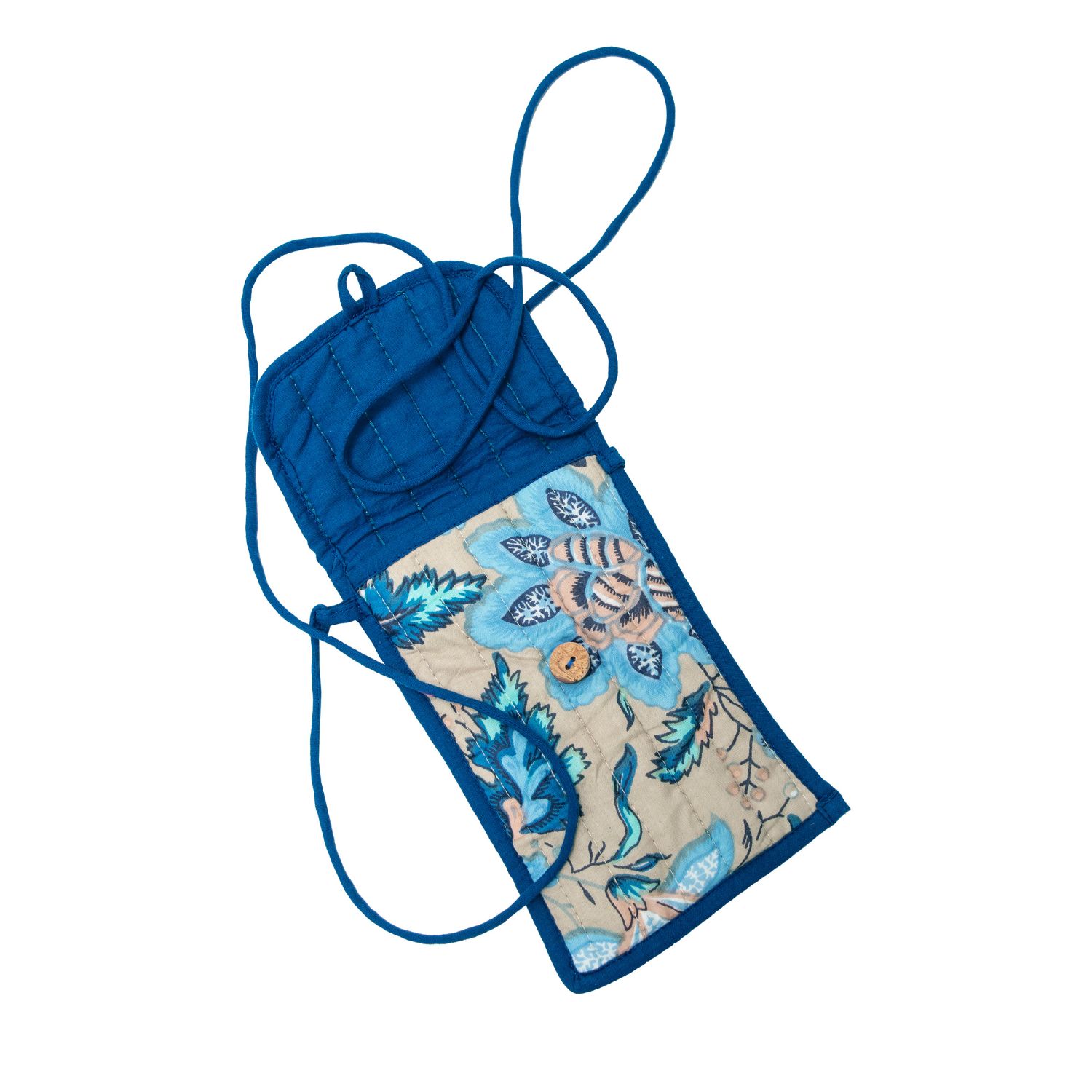 Inara Women's Blue Indigo Lotus Crossbody Phone Bag In Blue