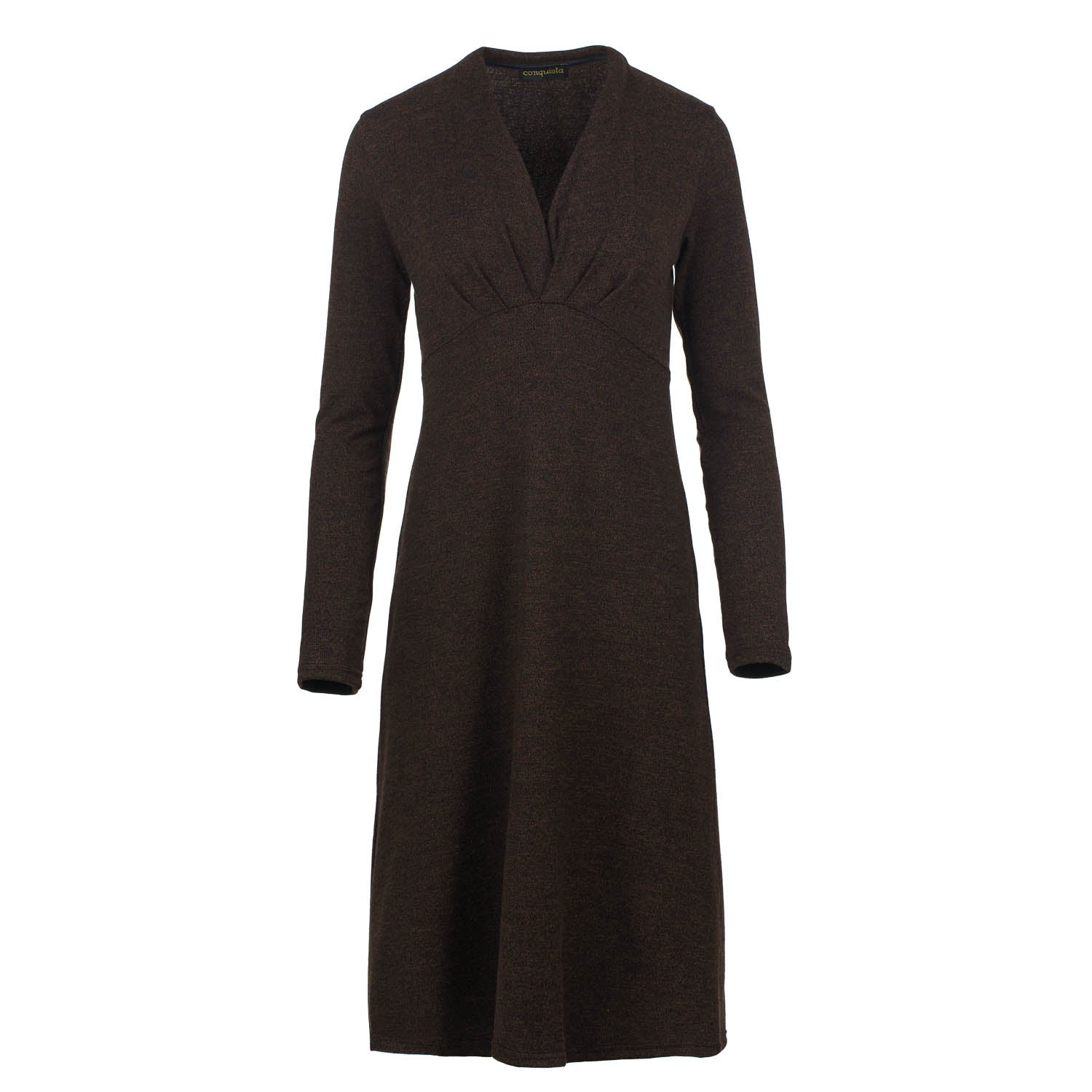 Conquista Women's Brown Melange Long Sleeve Empire Line Jersey Dress In Brown