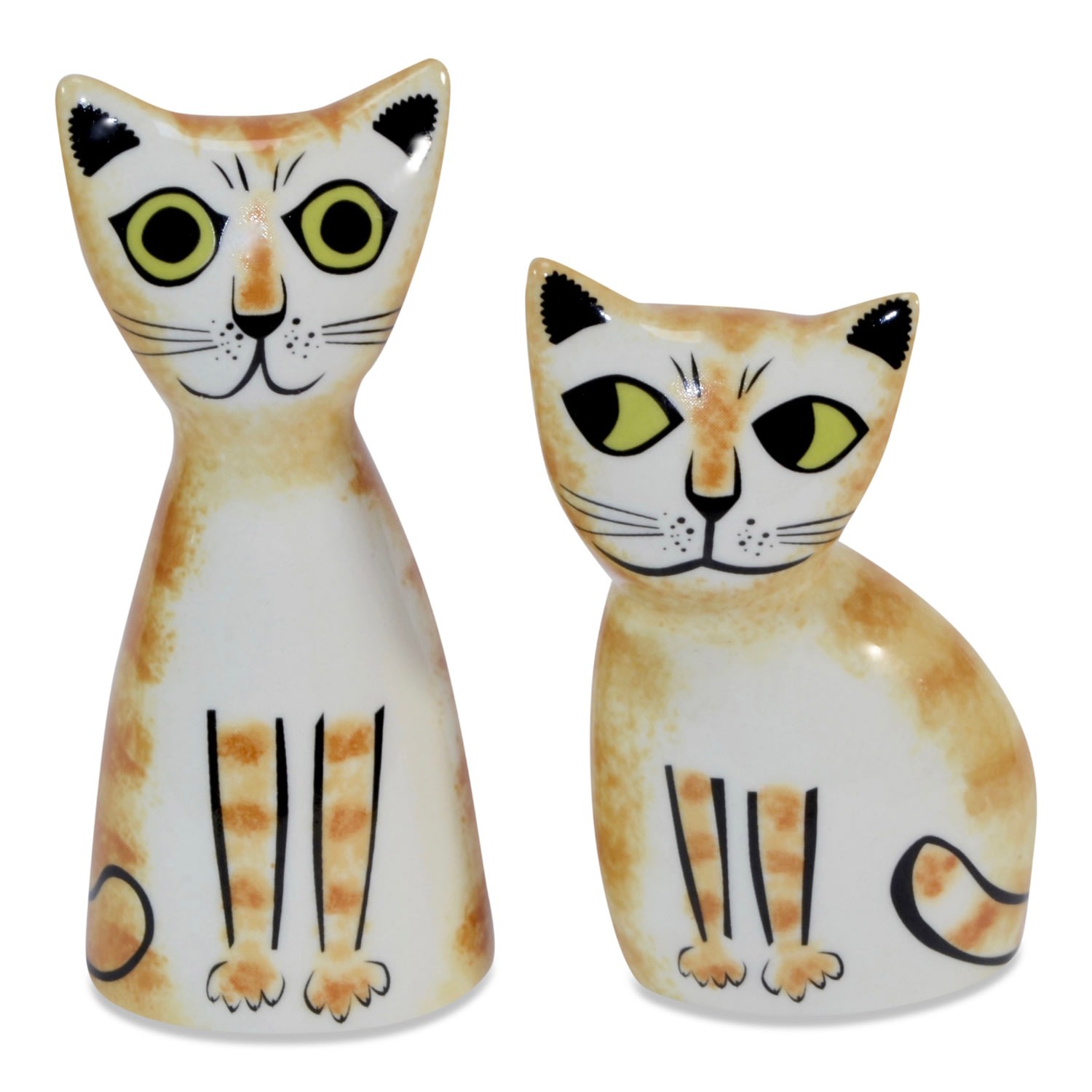 Hannah Turner Cat Salt & Pepper Shakers - Yellow & Orange In Yellow