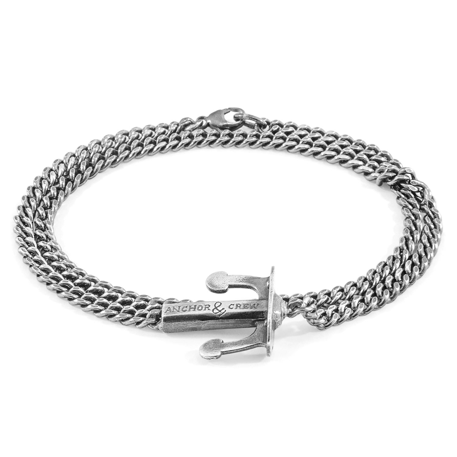 Men’s Union Anchor Double Silver Chain Bracelet Anchor & Crew