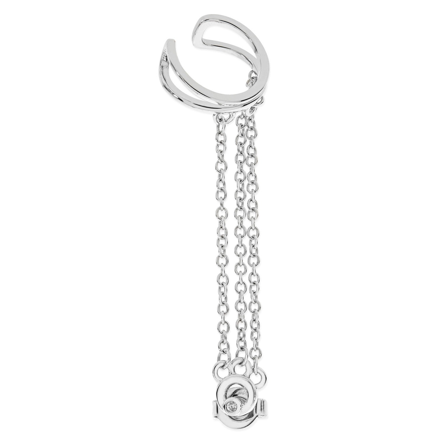 Lucy Quartermaine Art Deco Cuff And Stud With Chain In Silver