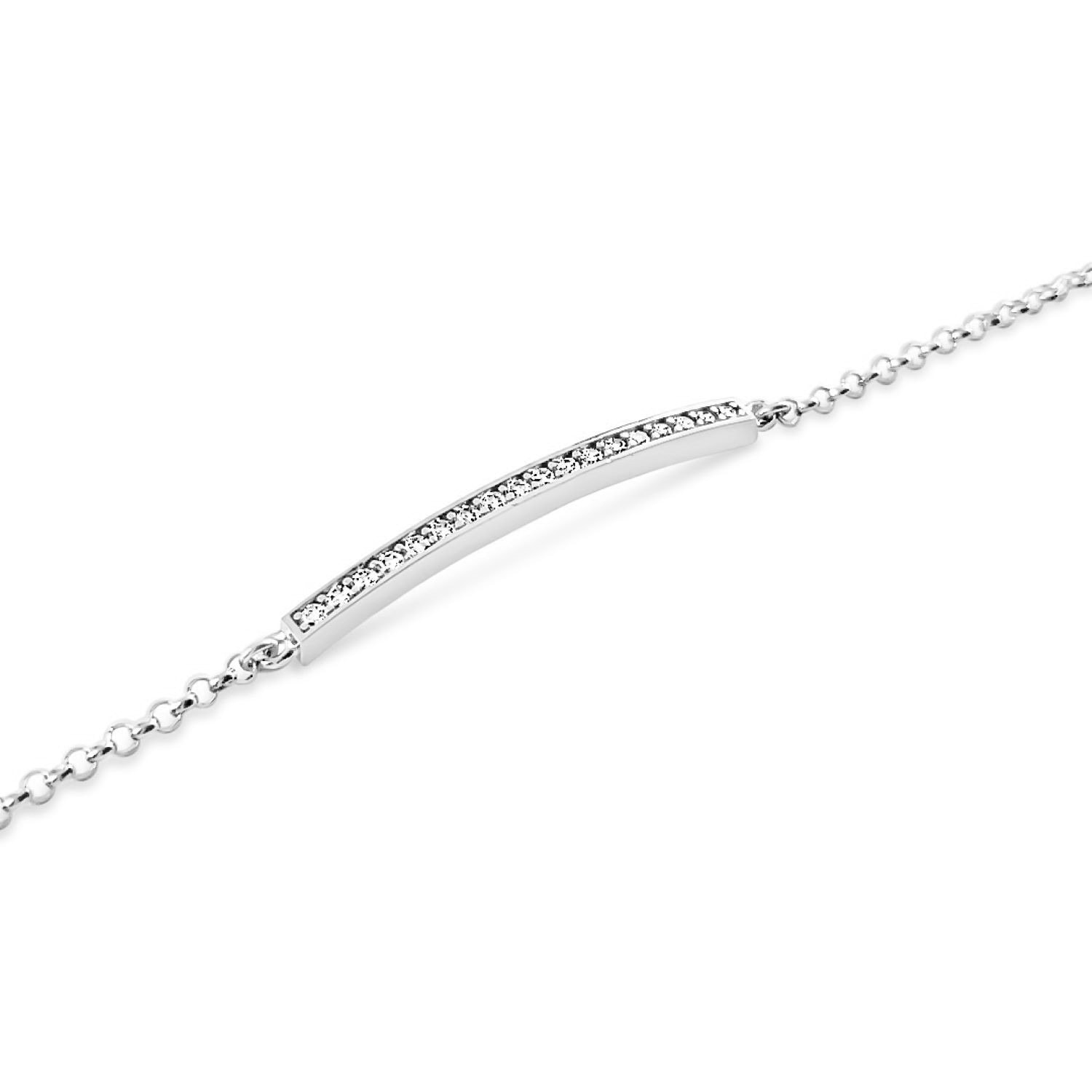 Women’s Silver Cz Curved Bar Bracelet Lutiro