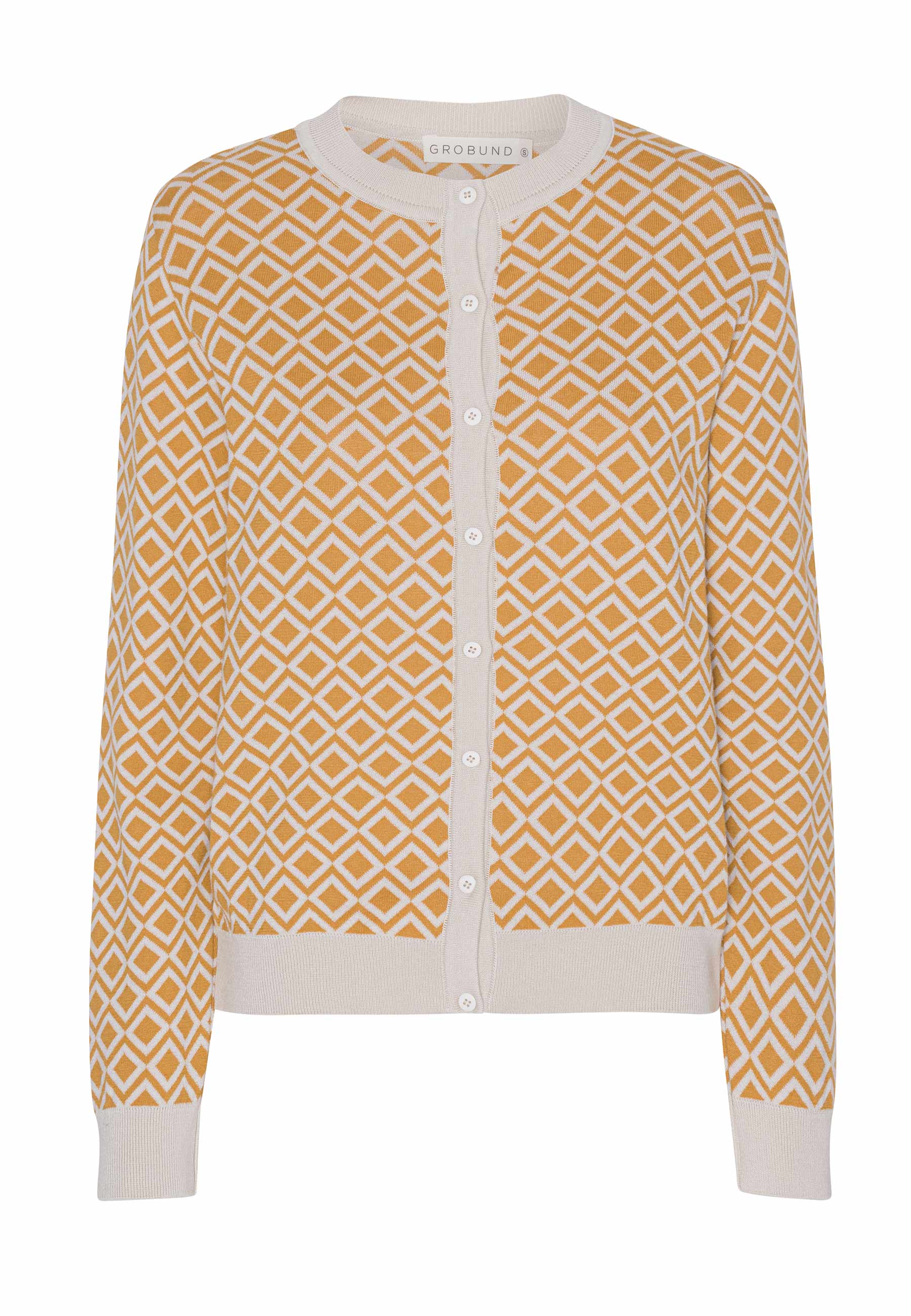 Grobund Women's Yellow / Orange  Augusta Knit Cardigan - The One With Ocher Pattern In Yellow/orange