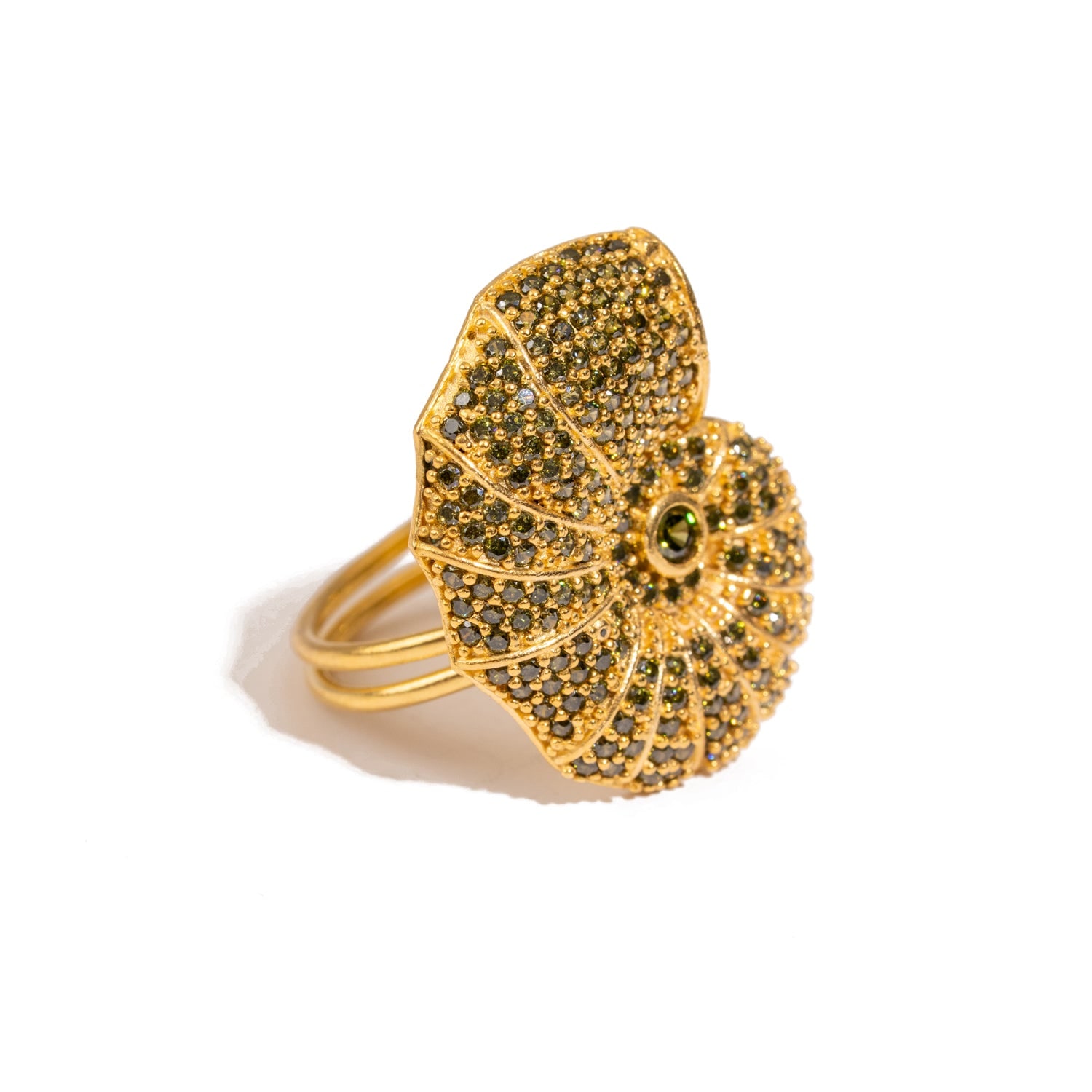 Ebru Jewelry Women's Gold / Black Mystic Shell Gold Adjustable Chunky Ring - Gold In Gold