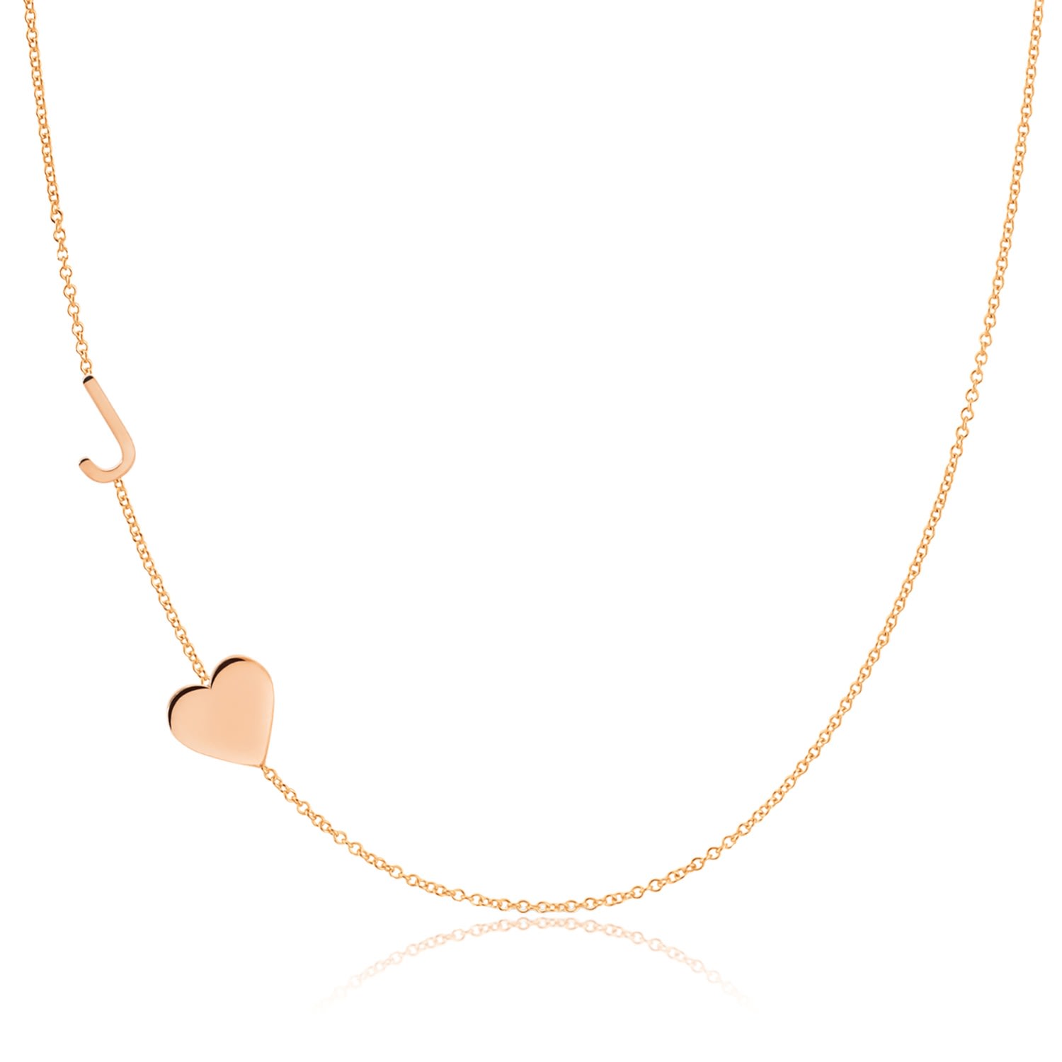 Women’s Monogram Necklace With Heart 14K Rose Gold - 16" Maya Brenner