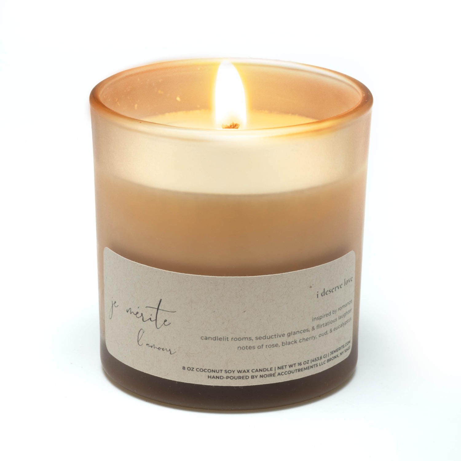 Je Mérite (i Deserve) White Je Mérite L'amour, I Deserve Love Affirmation Candle 13oz In White