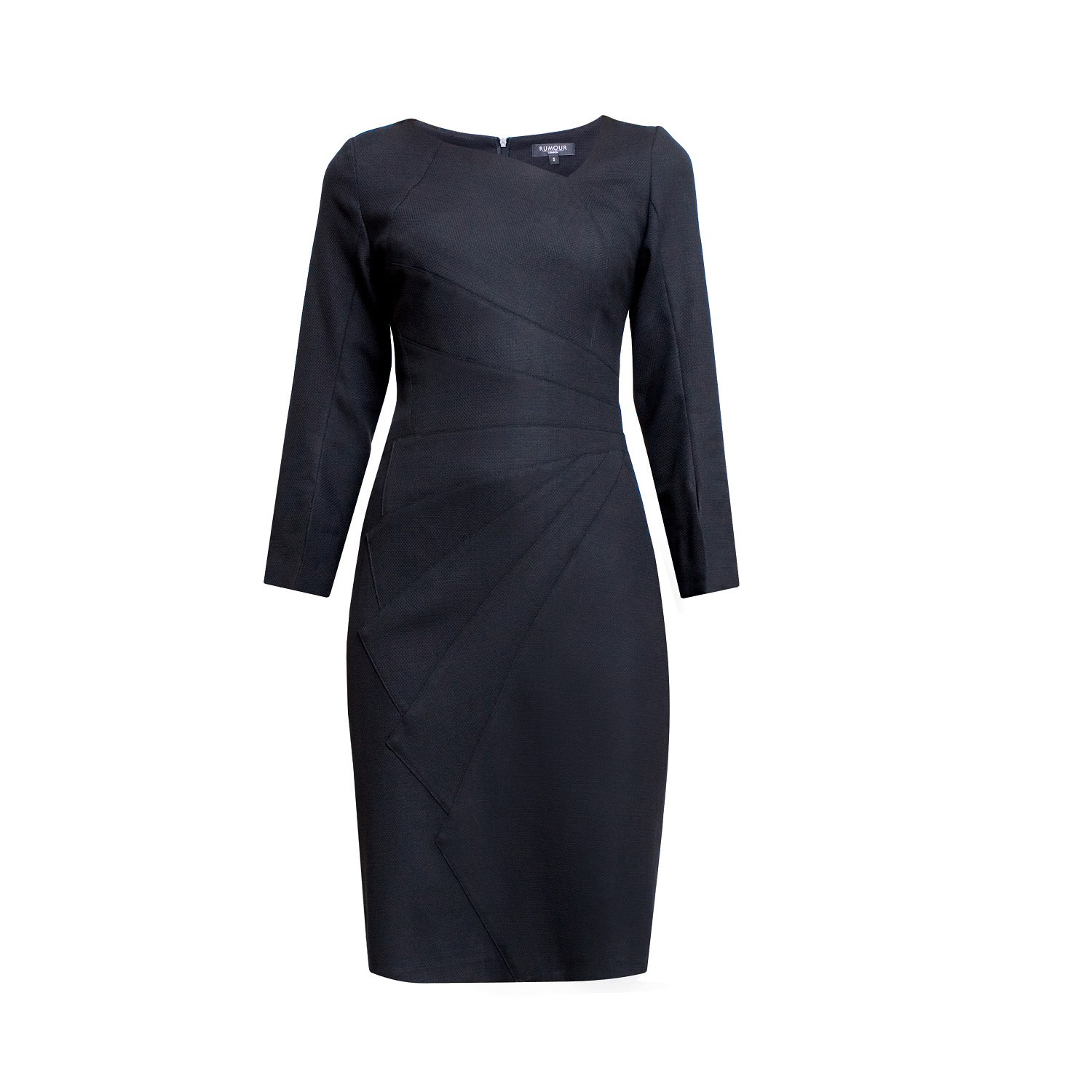 Women’s Black Alice Tailored Dress With Asymmetric Neckline Extra Small Rumour London