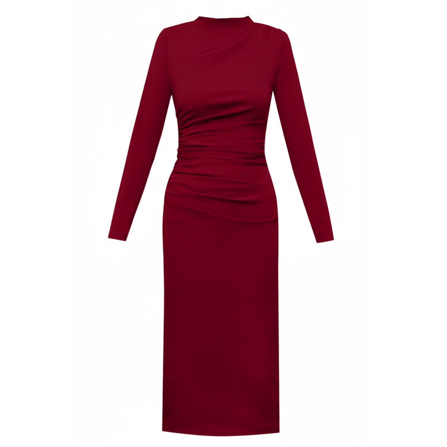 Women's Kaira Dark Red Mini Cocktail And Office Lyocell Draped Bodycon Dress | Small | Alina Cernatescu