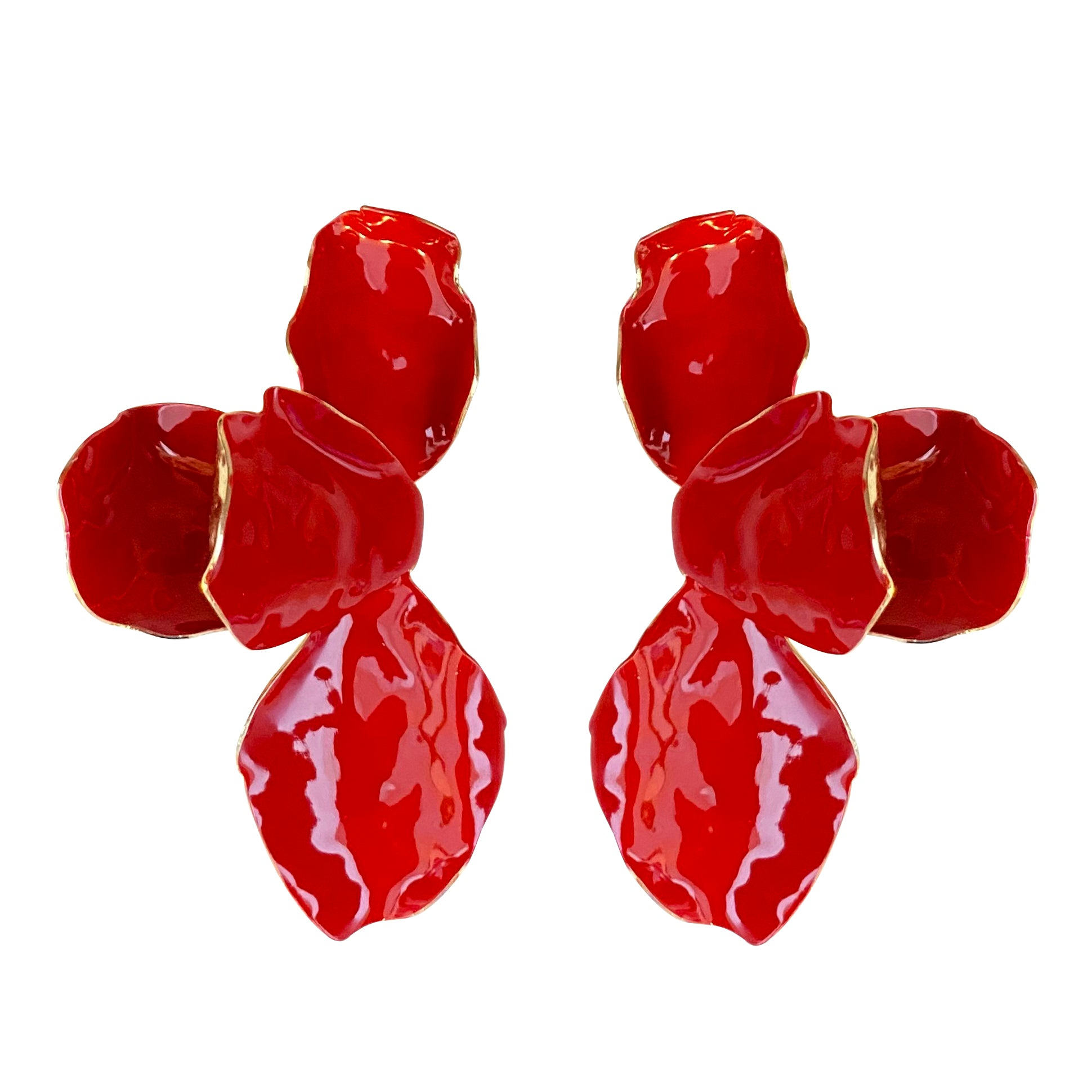 Smilla Brav Women's Gold / Red Earrings Red Bloom