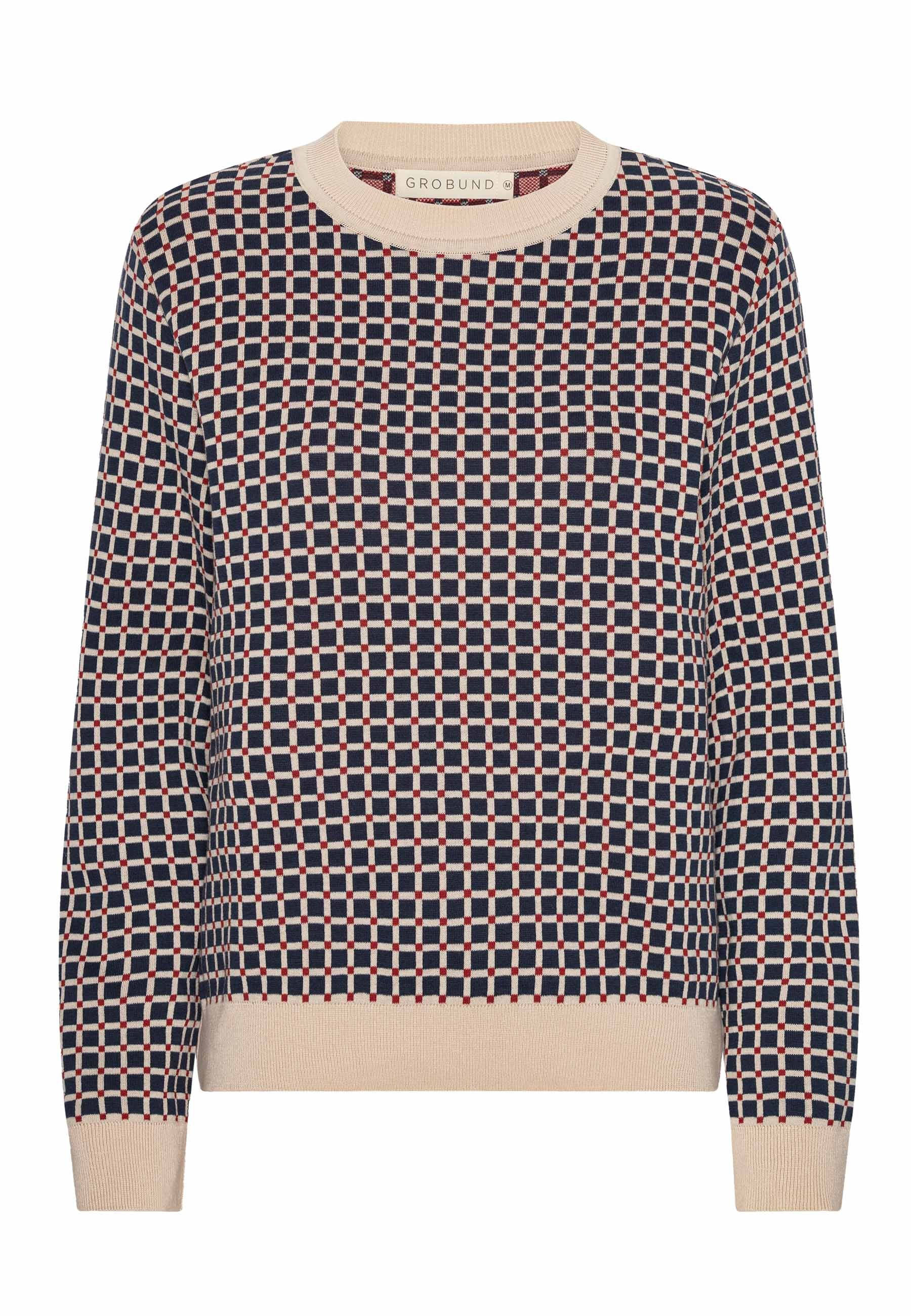 Grobund Women's  Frida Knitted Blouse - The One With Mosaic Details In Multi