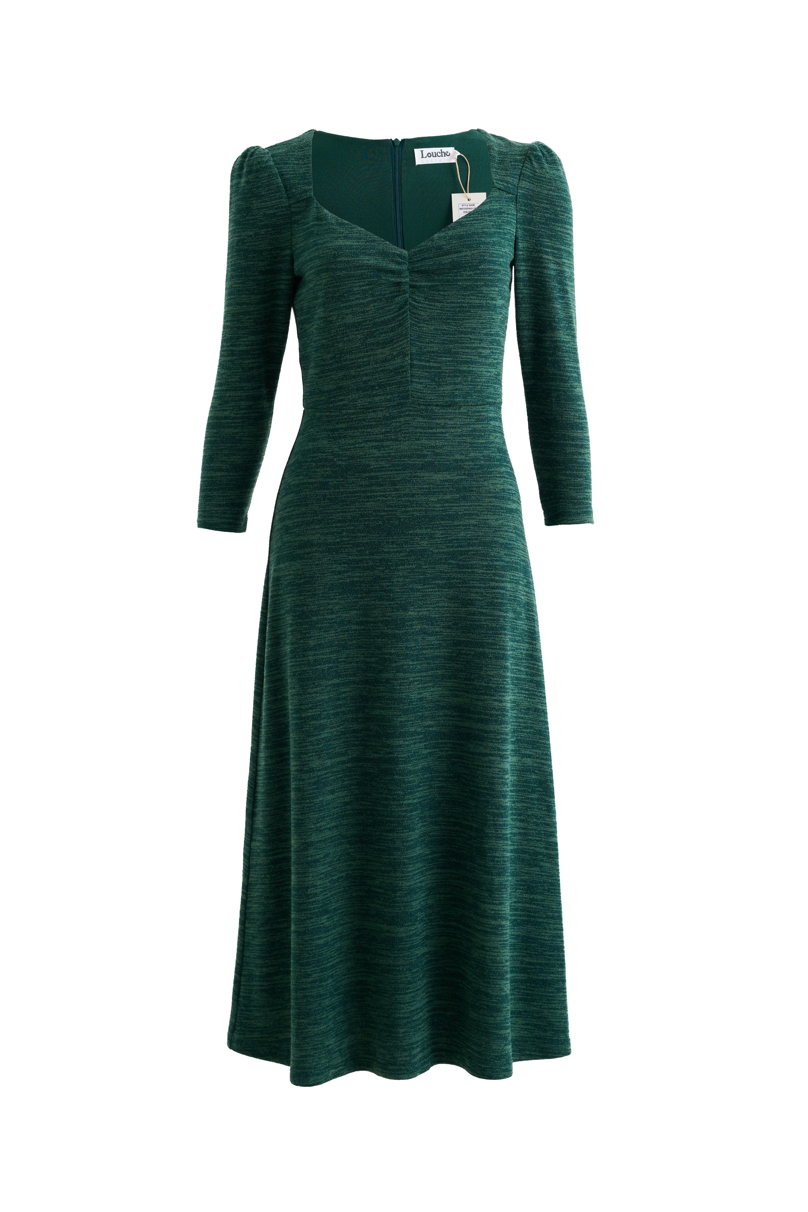 Louche Women's Ambrose Sustainable Marl Sweetheart Neck Midi Dress – Green In Green