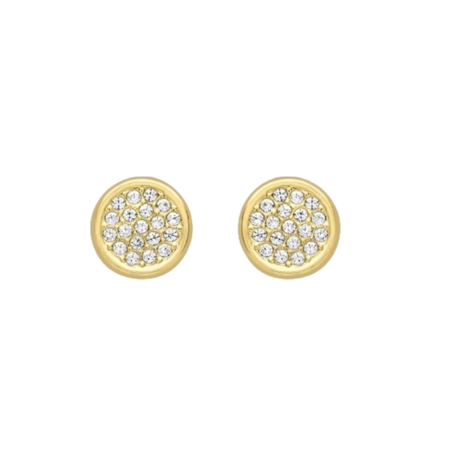 Women’s Pav Disc Gold Stud Earrings With Cubic Zirconia Posh Totty Designs