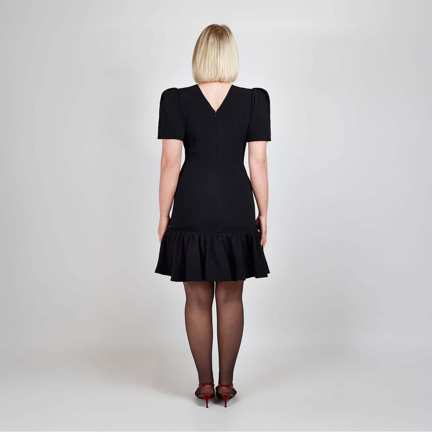 open lace back dress Custom Black Peplum Dress 12