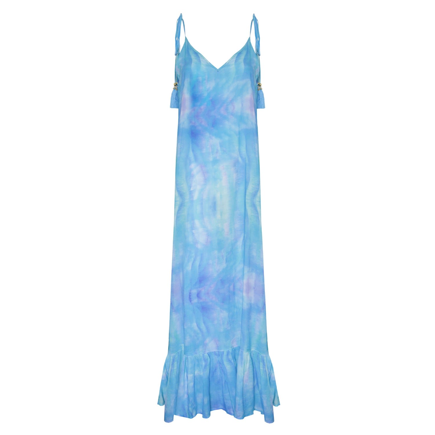 Sophia Alexia Women's Blue Turquoise Wave Maxi Sun Dress