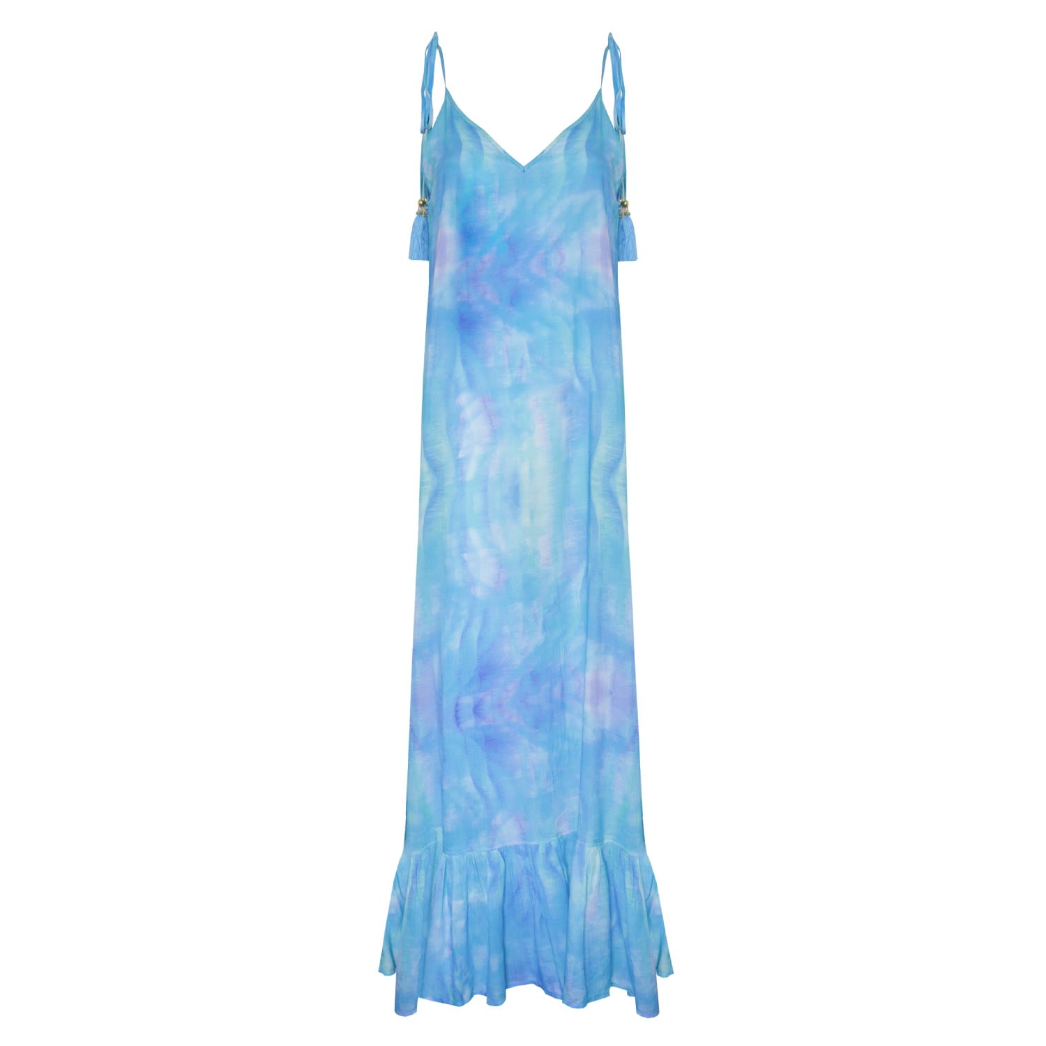 Sophia Alexia Women's Blue Turquoise Wave Maxi Sun Dress In Blue