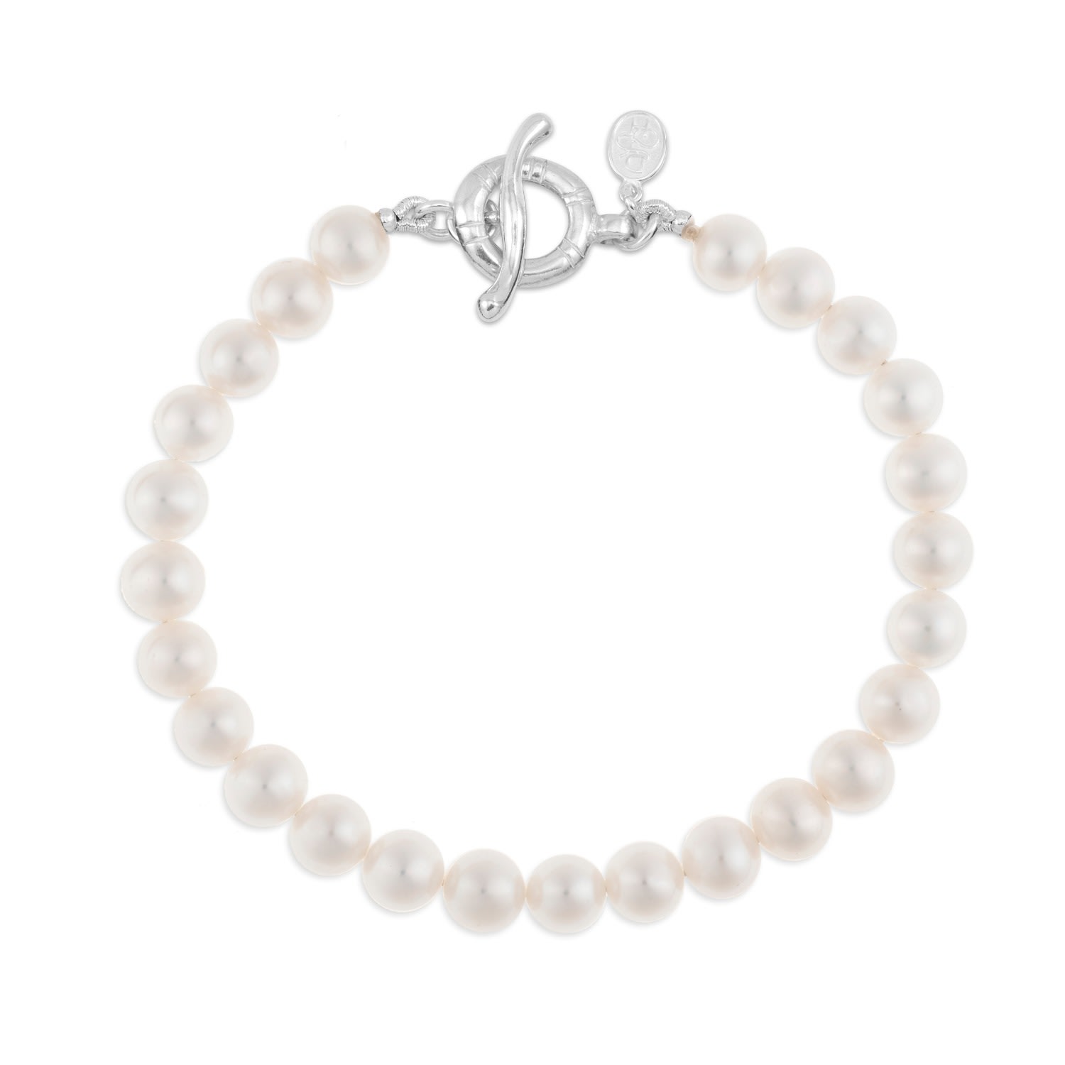 Dower & Hall Men's White Pearl Bracelet In Gray