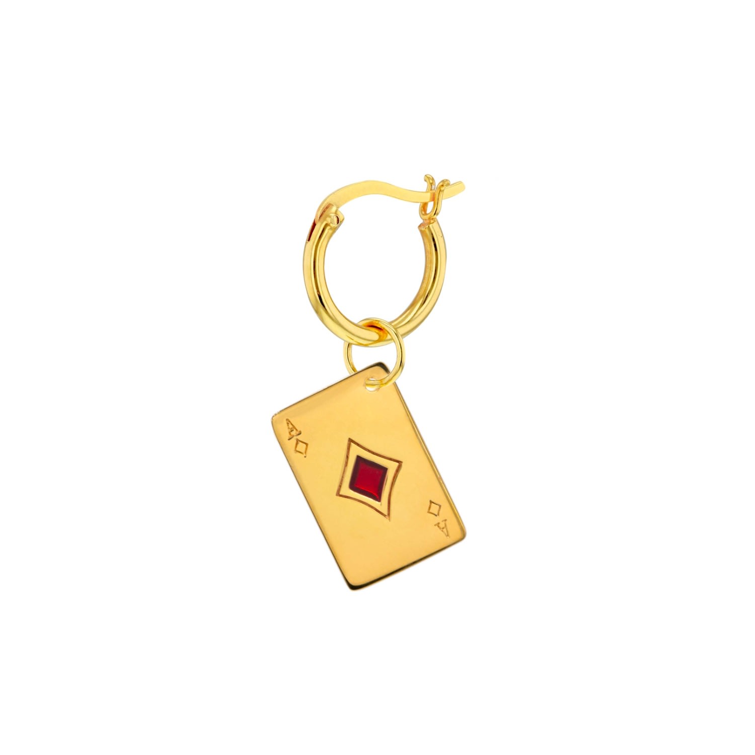 Men’s Gold / Red Ace Of Diamonds Charm In 18Kt Gold Plate & Red Hoop True Rocks