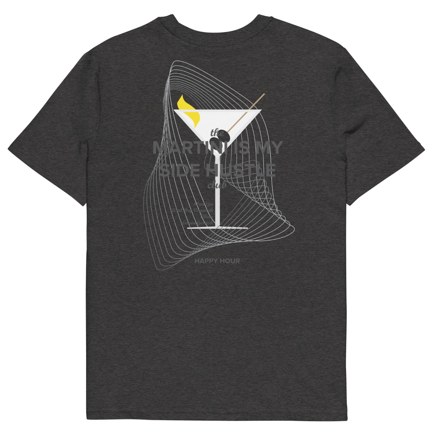 Anchor & Crew Dark Heather Grey Martini Is My Side Hustle Club Organic Cotton T-shirt - Women In Grey