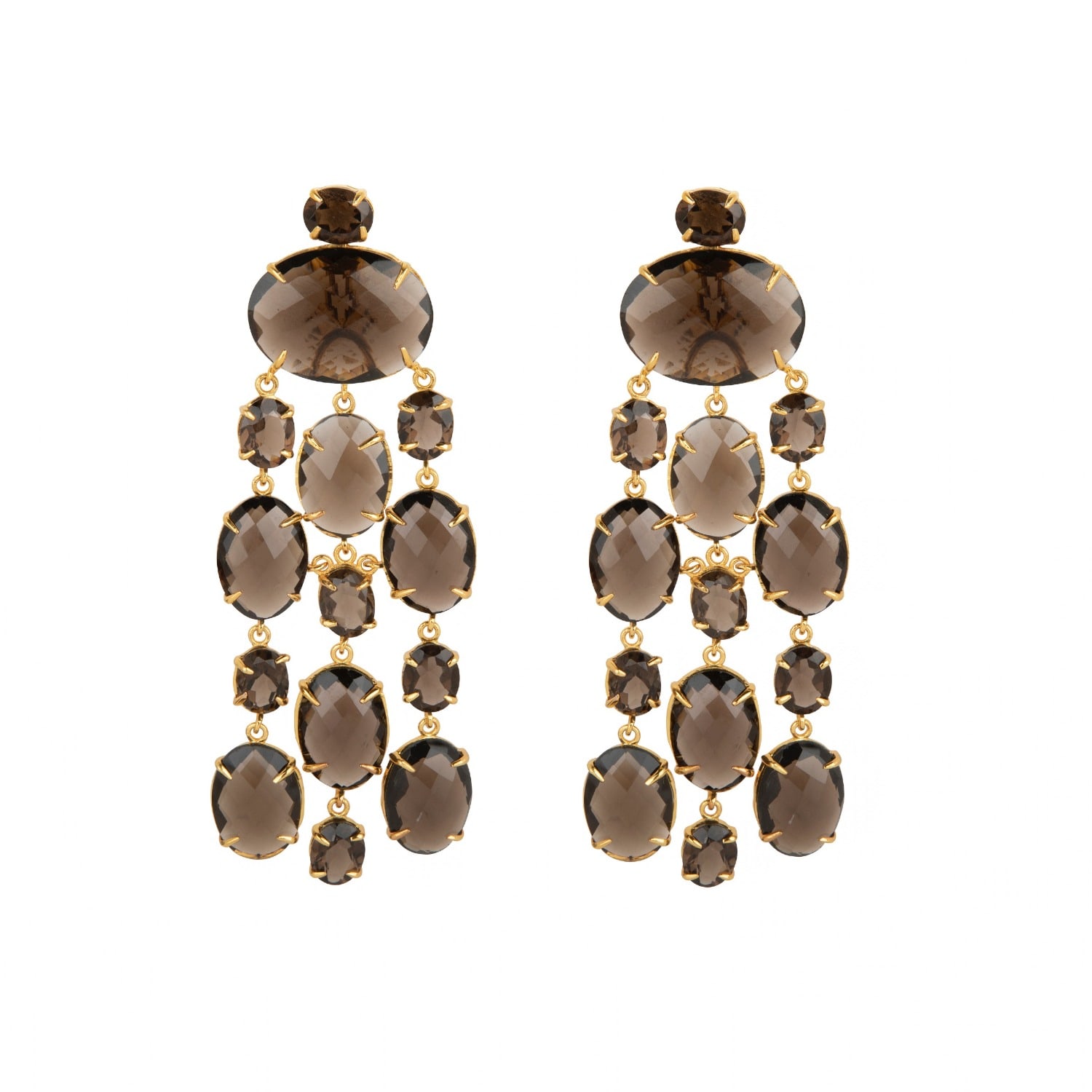 Bounkit Women's Brown Marysol Earrings Smoky Quartz Pierced