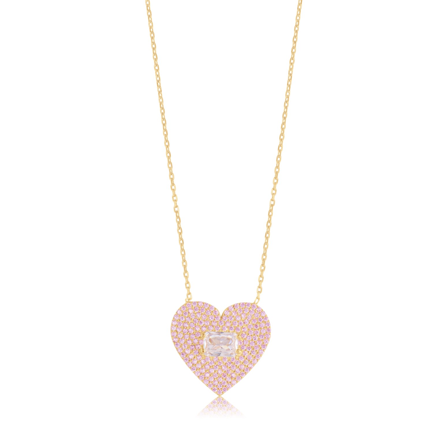 Women’s Gold / Pink / Purple Pave Heart & Stone Necklace - Gold & Pink Shymi