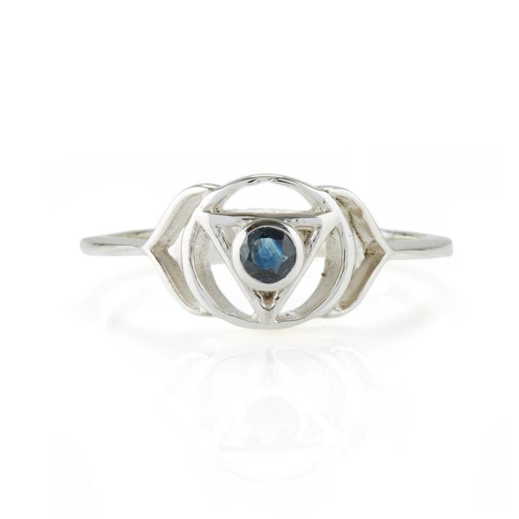 Women’s Third Eye Chakra Silver Ring - Sapphire Charlotte’s Web Jewellery