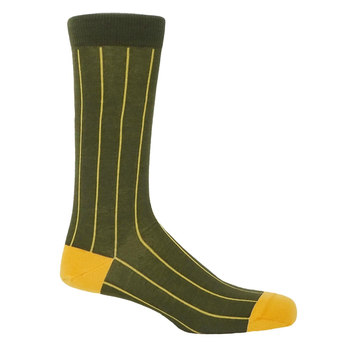 Peper Harow - Made In England Green Pin Stripe Men's Socks In Green