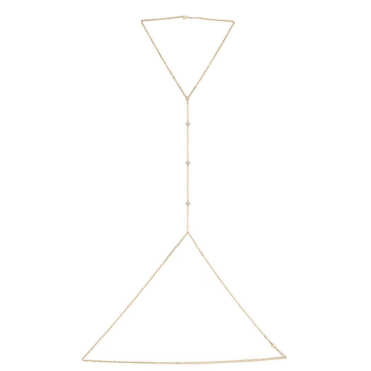 Adriana Pappas Designs Women's Gold Dainty Diamond Body Chain- Clear
