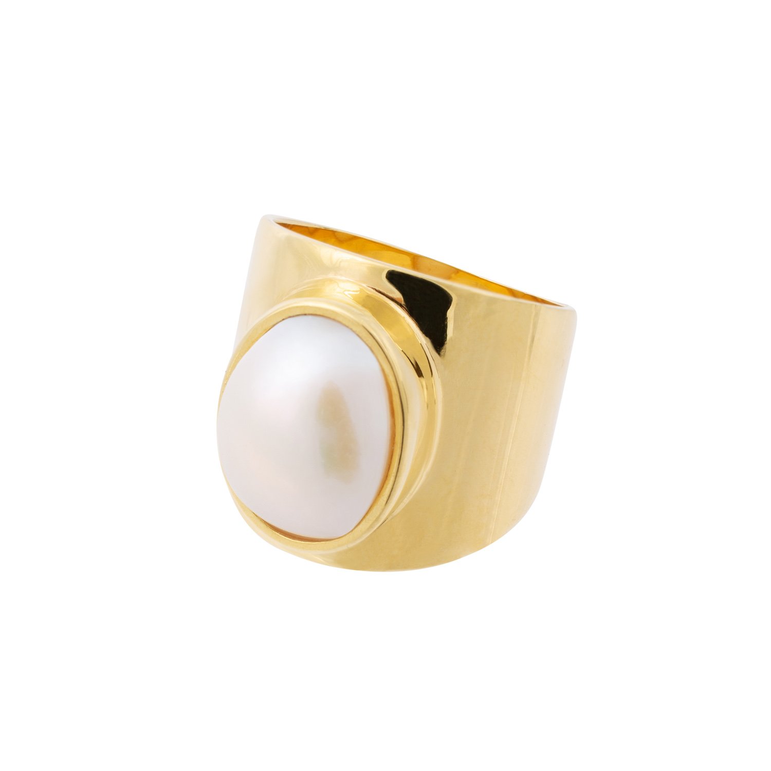 Venus White Pearl Gold Ring by Amadeus