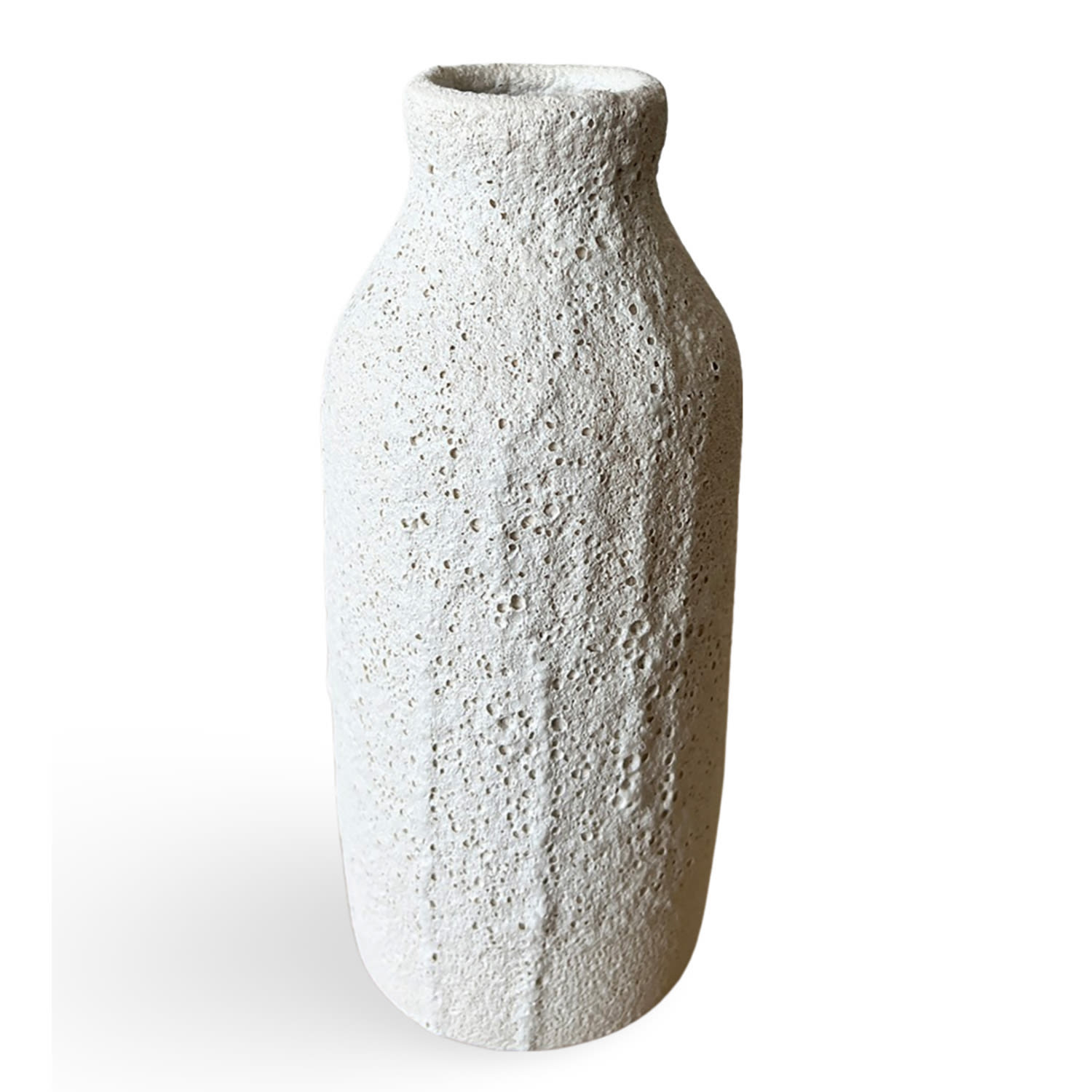 White Tall Bottle Crater Vase Gina Desantis Ceramics