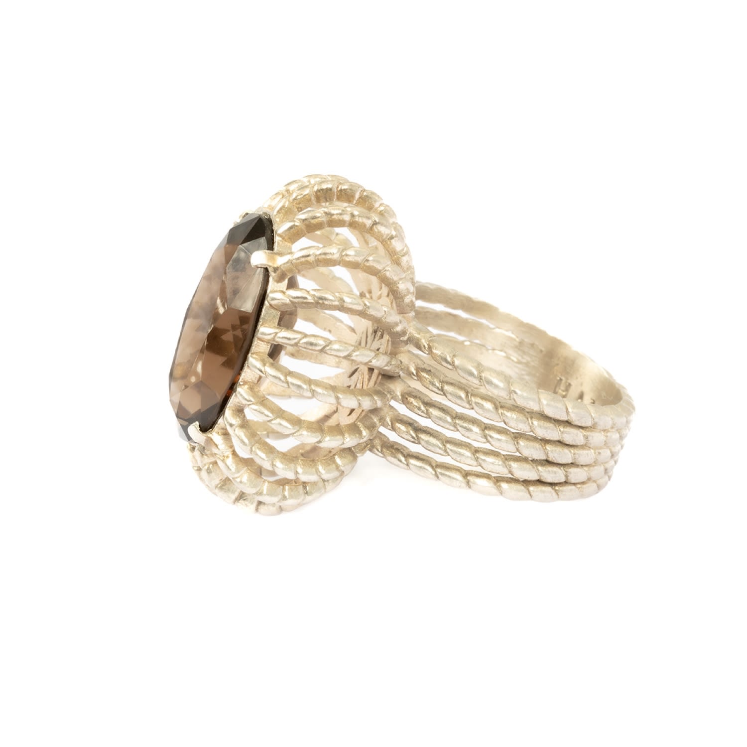 Women’s Silver / Brown / Neutrals Baroque Delight Cocktail Silver Ring Hany Koi