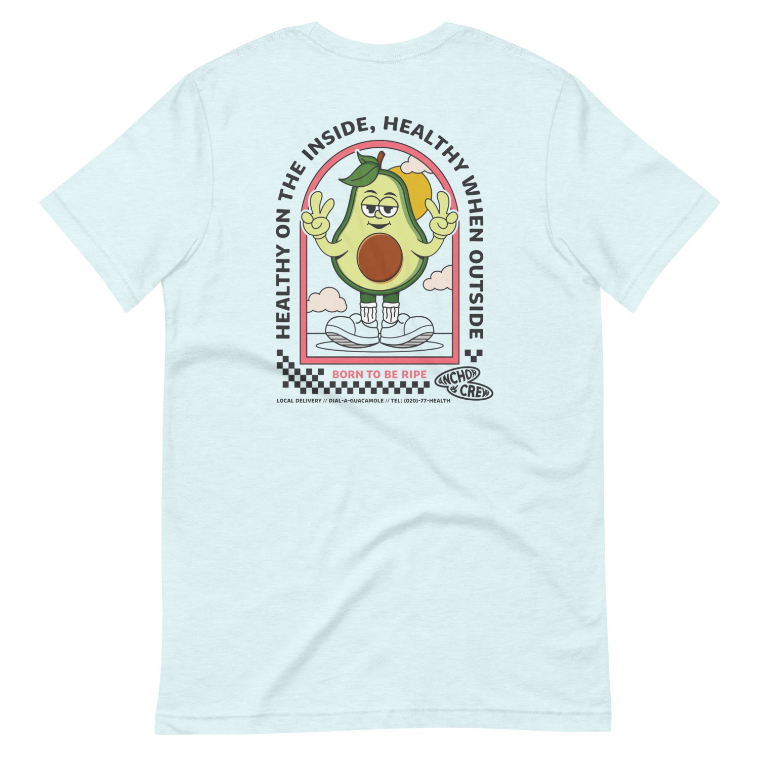ANCHOR & CREW ICE BLUE RIPE AVOCADO DIAL-A-LOCAL ORGANIC COTTON T-SHIRT - WOMEN