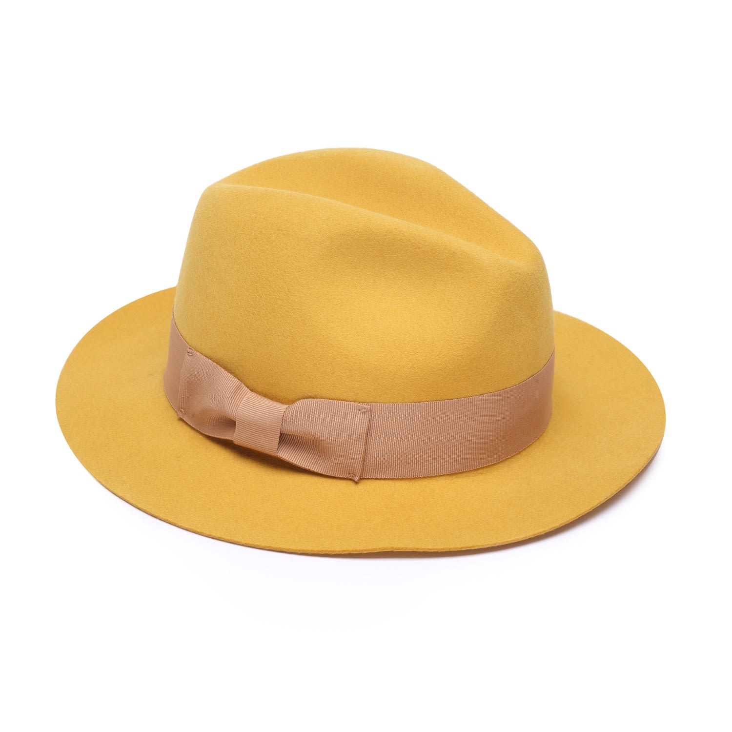 Women’s Yellow / Orange Mustard Yellow Felt Fedora Small Justine Hats