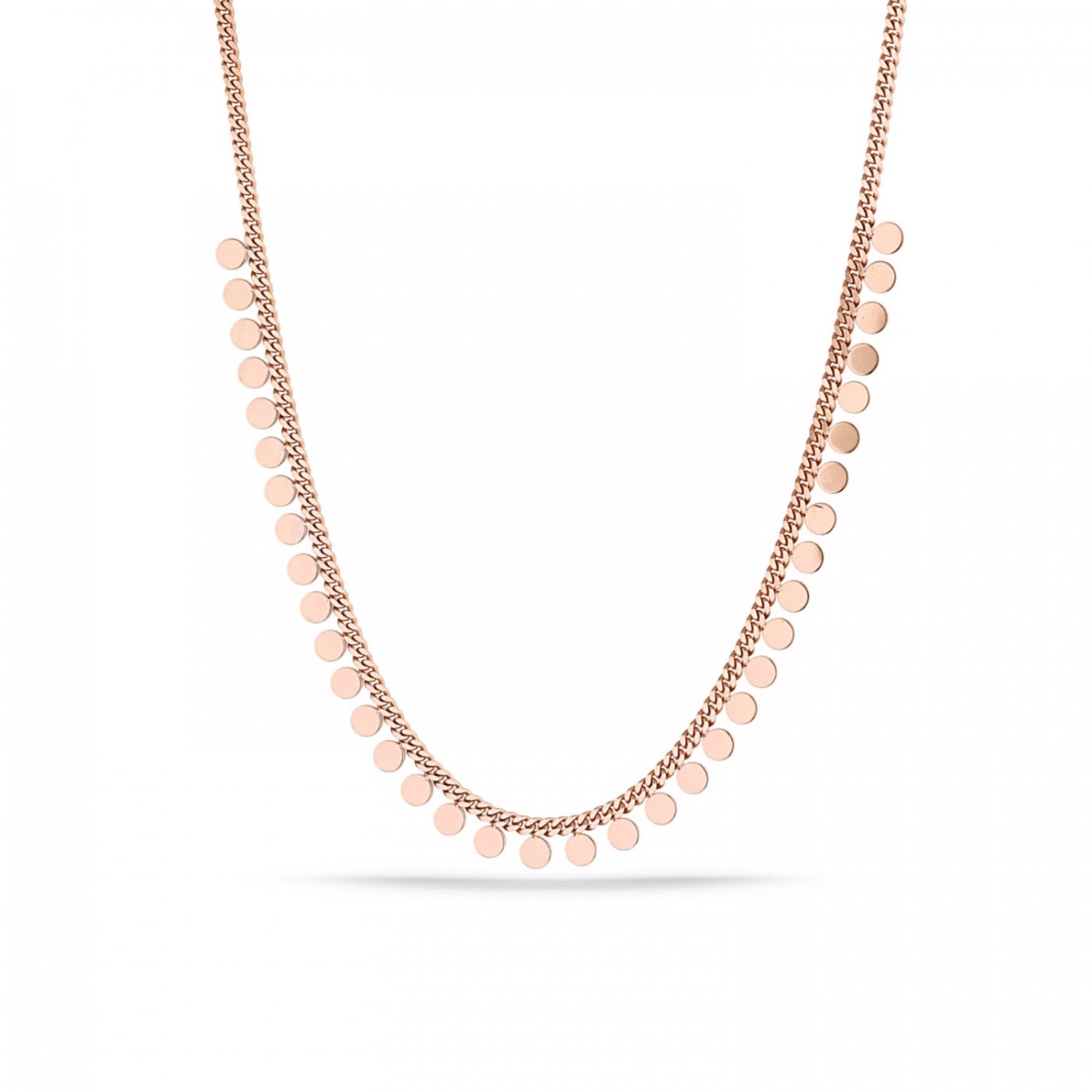 Women’s Disk Charm Coin Chain Necklace In Sterling Silver - Rose Gold Spero London