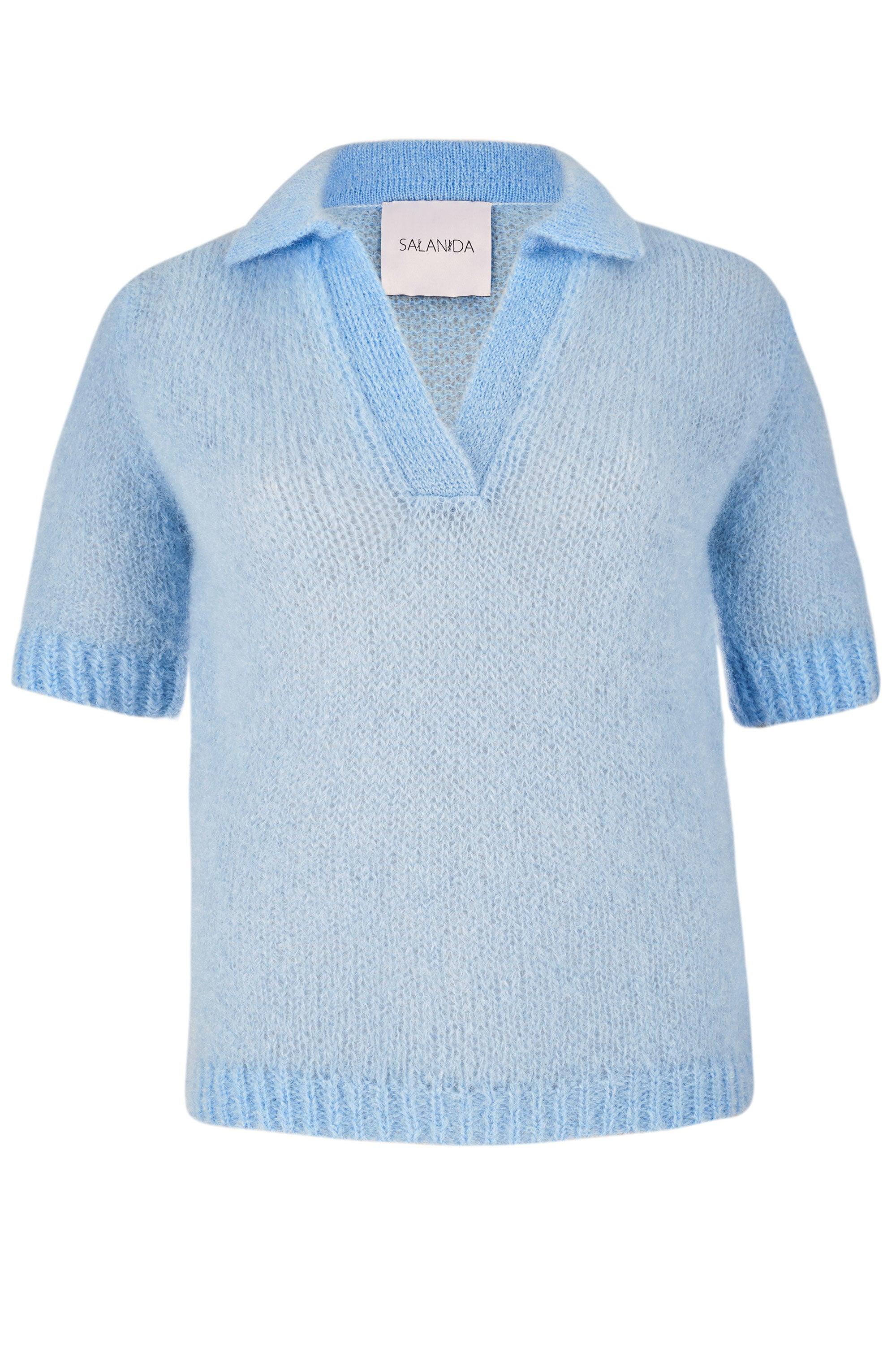 Salanida Women's Melody Mohair Polo Top Sky Blue In Blue